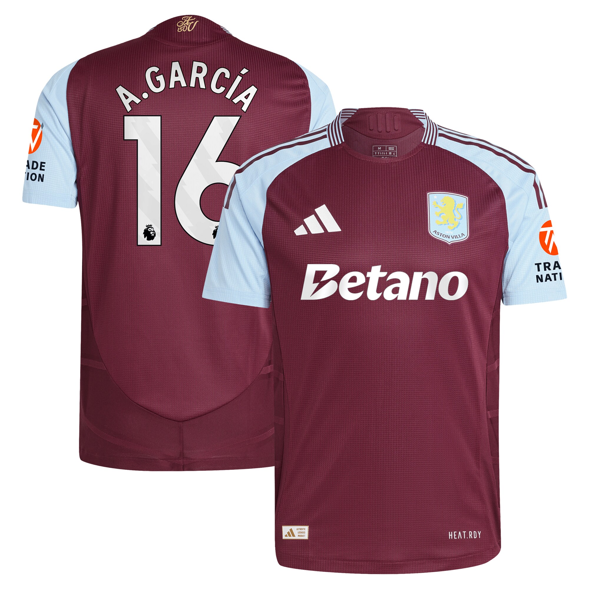 aston villa adidas home authentic shirt 2024-25 with a.garcía 16 printing Collection | Official Aston Villa Kits for Fans