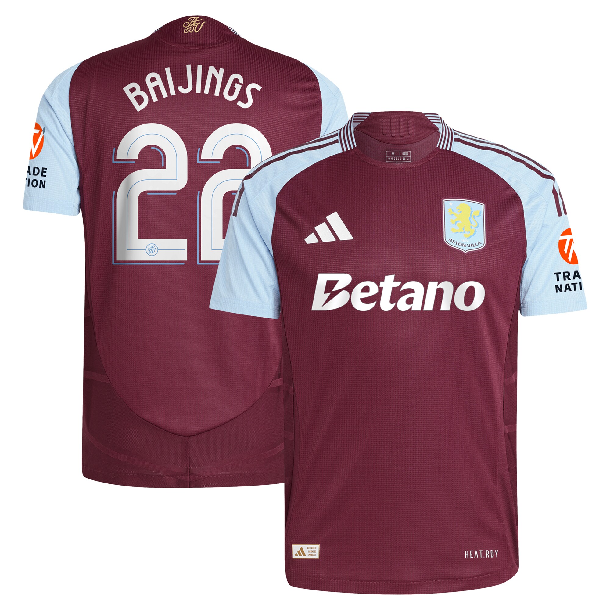 aston villa adidas home authentic shirt 2024-25 with baijings 22 cup printing Collection | Official Aston Villa Kits for Fans