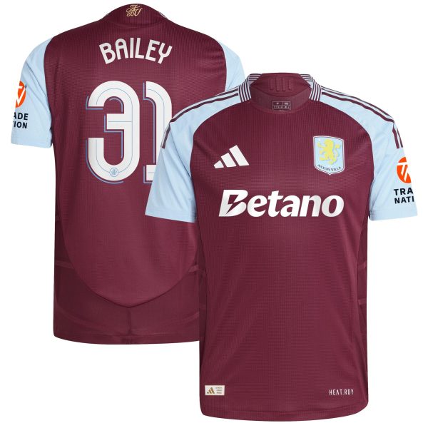 aston villa adidas home authentic shirt 2024-25 with bailey 31 cup printing Collection | Official Aston Villa Kits for Fans