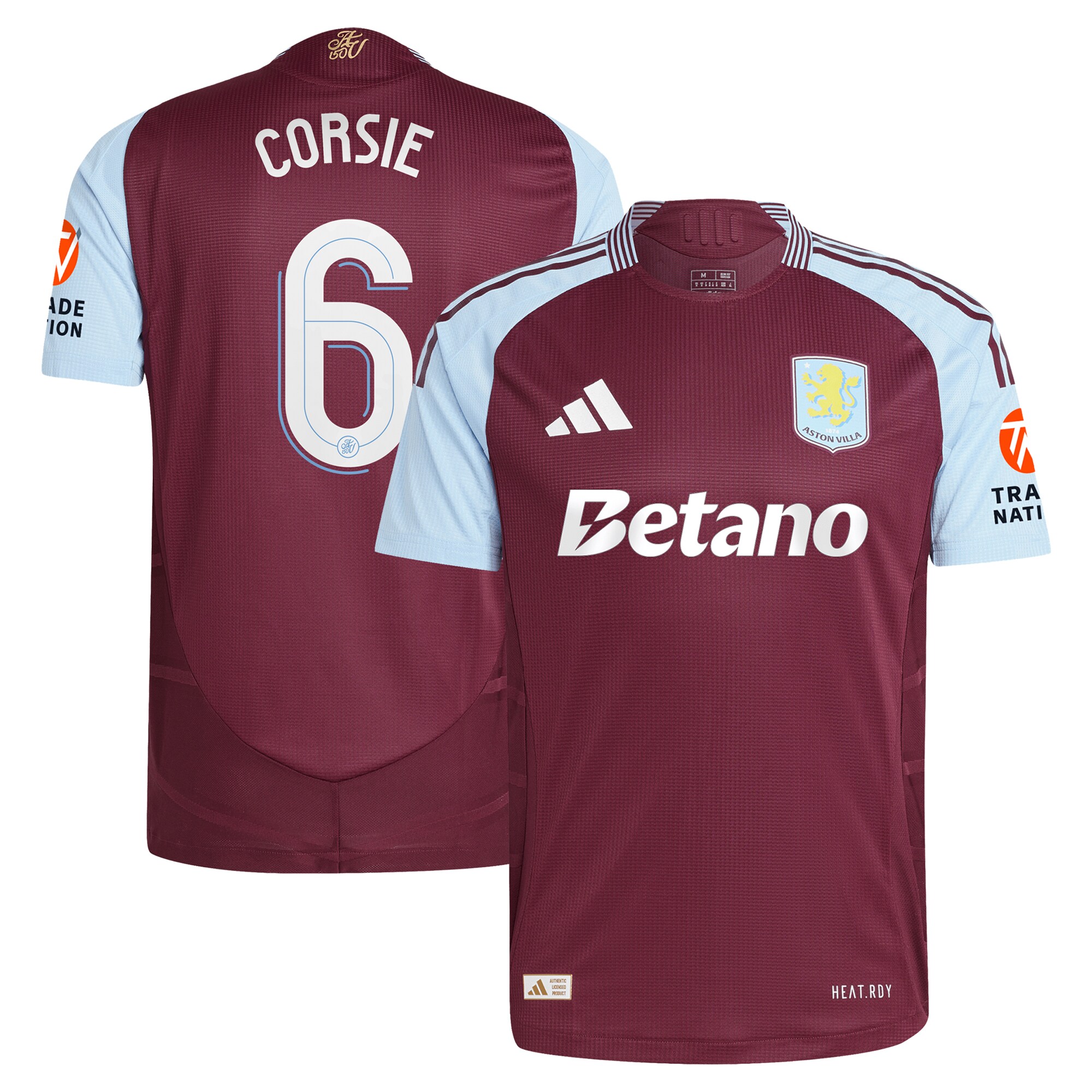 aston villa adidas home authentic shirt 2024-25 with corsie 6 cup printing Collection | Official Aston Villa Kits for Fans