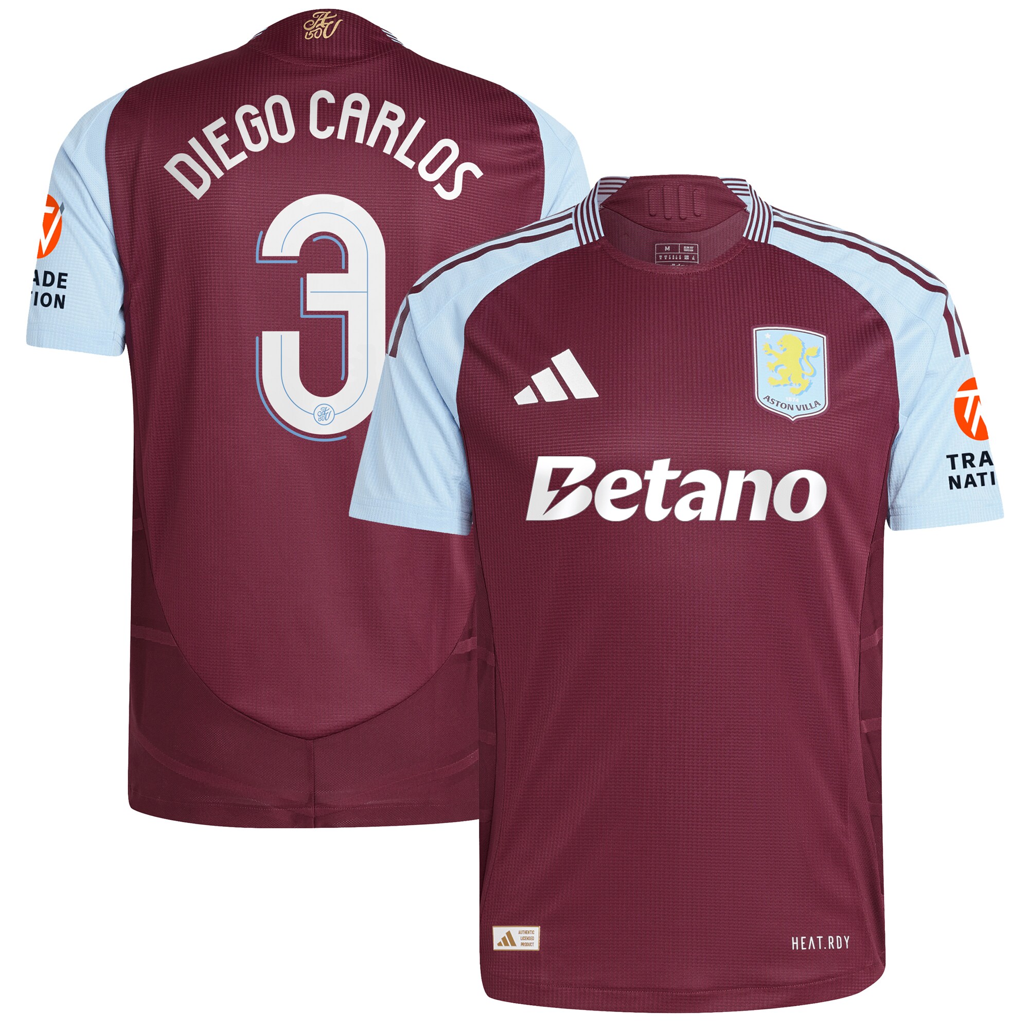 aston villa adidas home authentic shirt 2024-25 with diego carlos 3 cup printing Collection | Official Aston Villa Kits for Fans