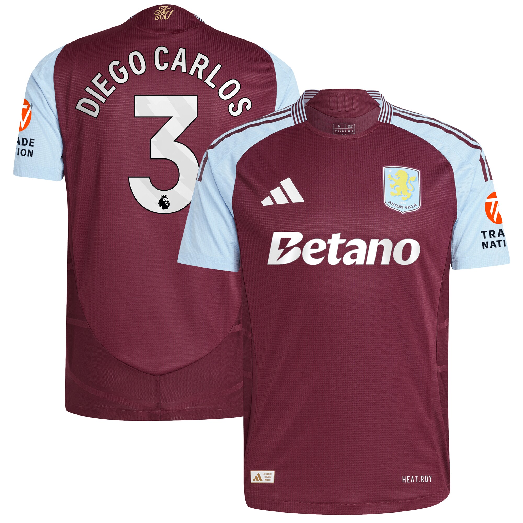 aston villa adidas home authentic shirt 2024-25 with diego carlos 3 printing Collection | Official Aston Villa Kits for Fans