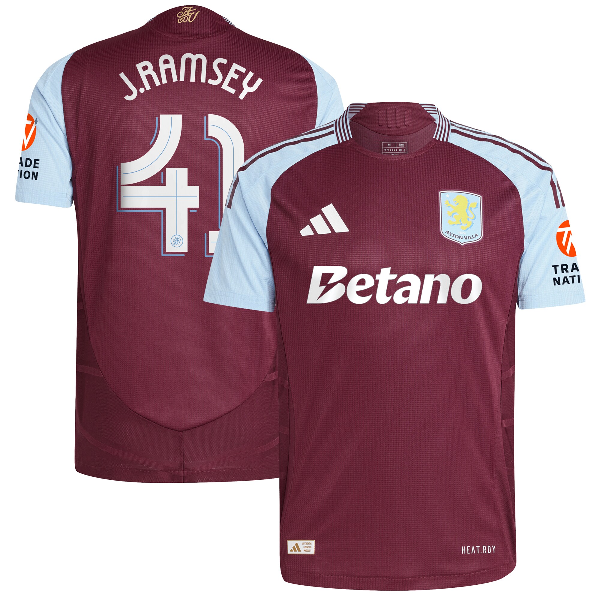 aston villa adidas home authentic shirt 2024-25 with j. ramsey 41 cup printing Collection | Official Aston Villa Kits for Fans