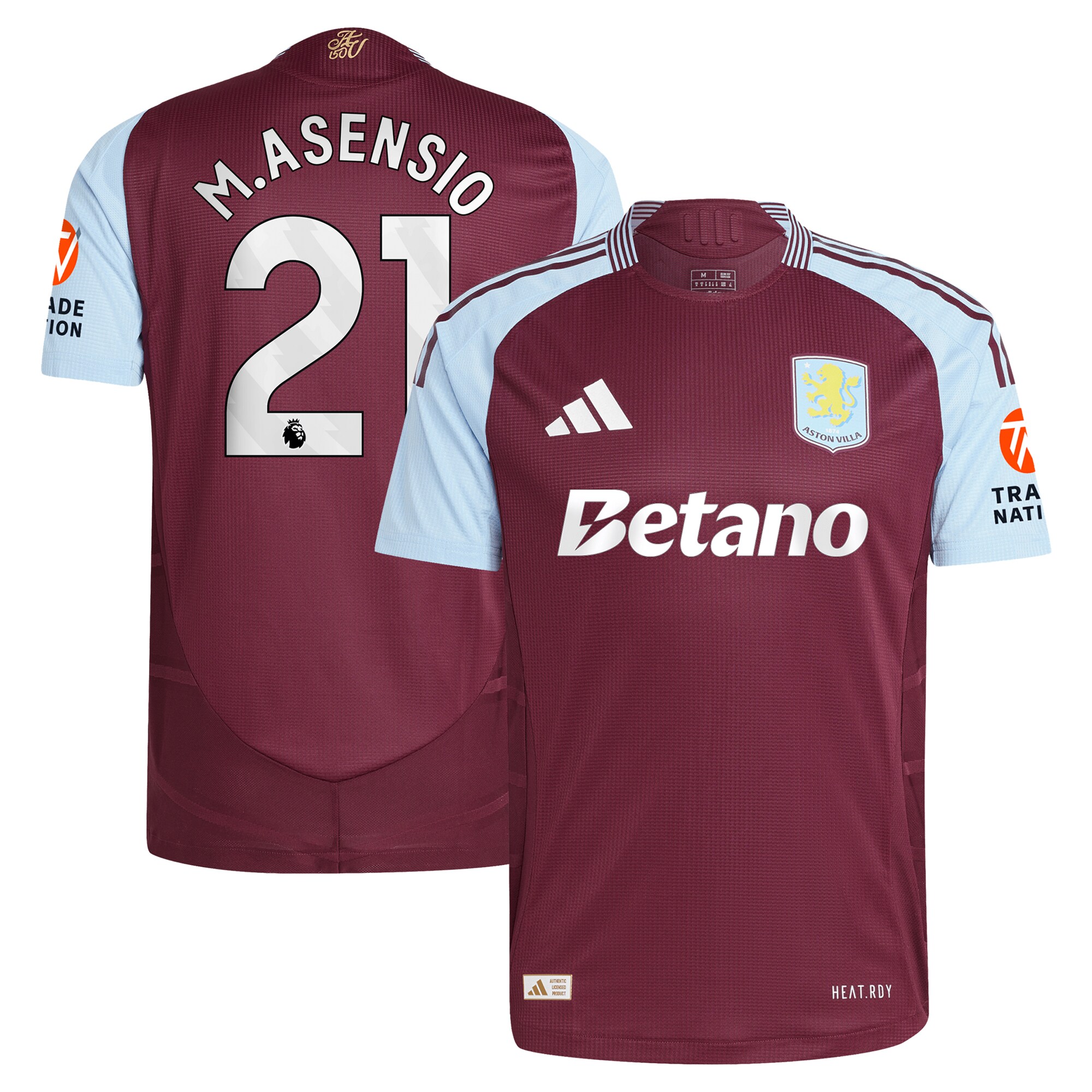 aston villa adidas home authentic shirt 2024-25 with m.asensio 21 printing Collection | Official Aston Villa Kits for Fans