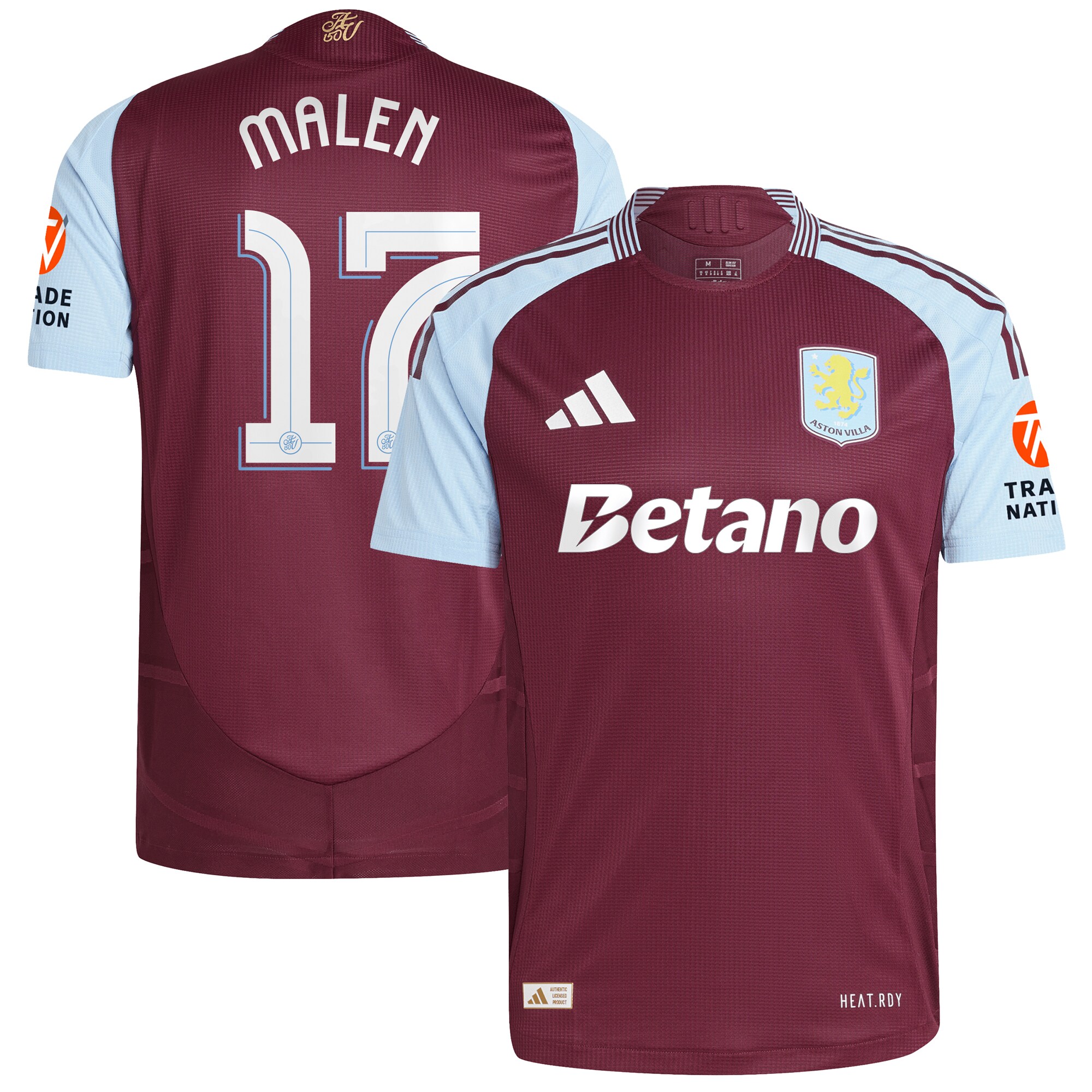 aston villa adidas home authentic shirt 2024-25 with malen 17 cup printing Collection | Official Aston Villa Kits for Fans