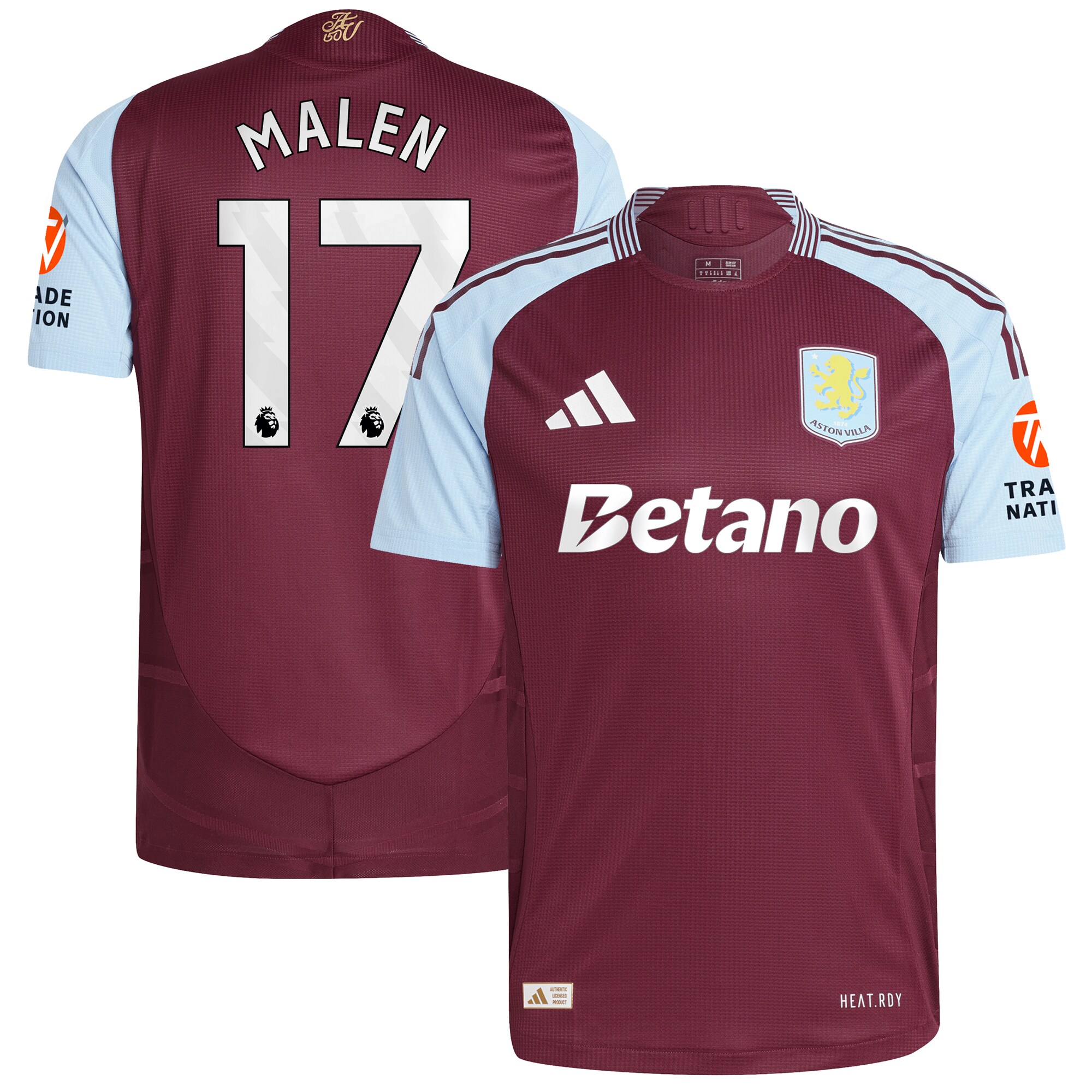 aston villa adidas home authentic shirt 2024-25 with malen 17 printing Collection | Official Aston Villa Kits for Fans