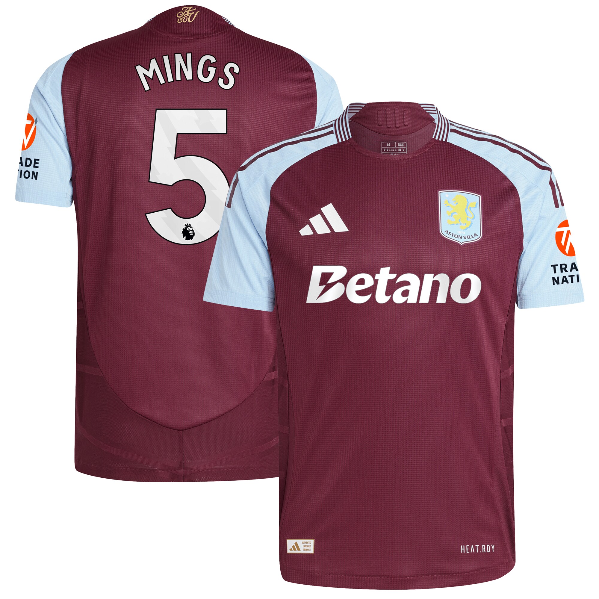 aston villa adidas home authentic shirt 2024-25 with mings 5 printing Collection | Official Aston Villa Kits for Fans