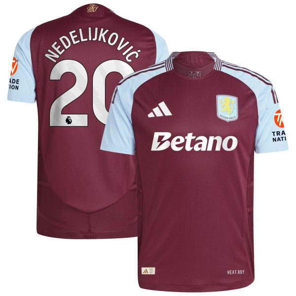aston villa adidas home authentic shirt 2024-25 with nedeljković 20 printing Collection | Official Aston Villa Kits for Fans