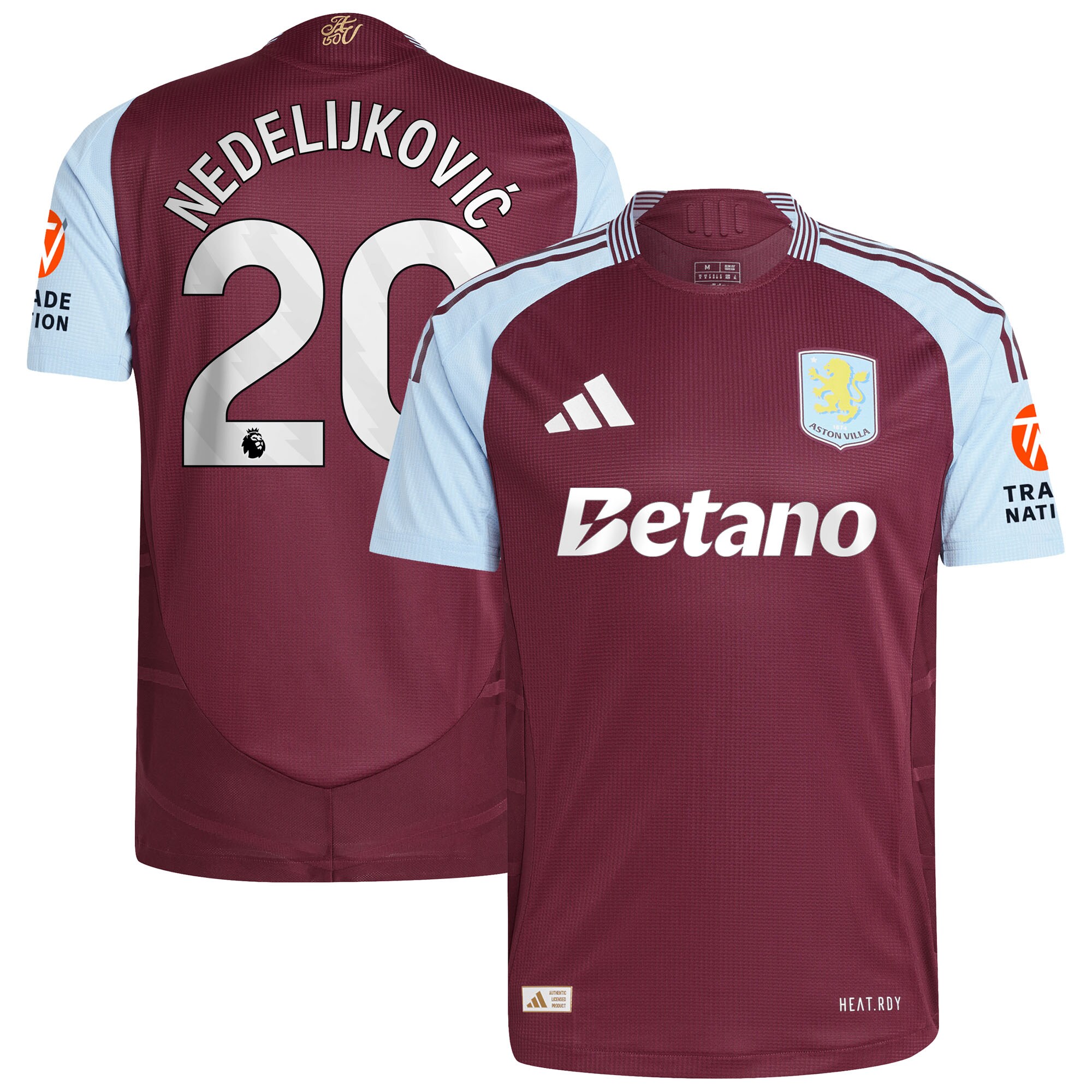 aston villa adidas home authentic shirt 2024-25 with nedeljković 20 printing Collection | Official Aston Villa Kits for Fans