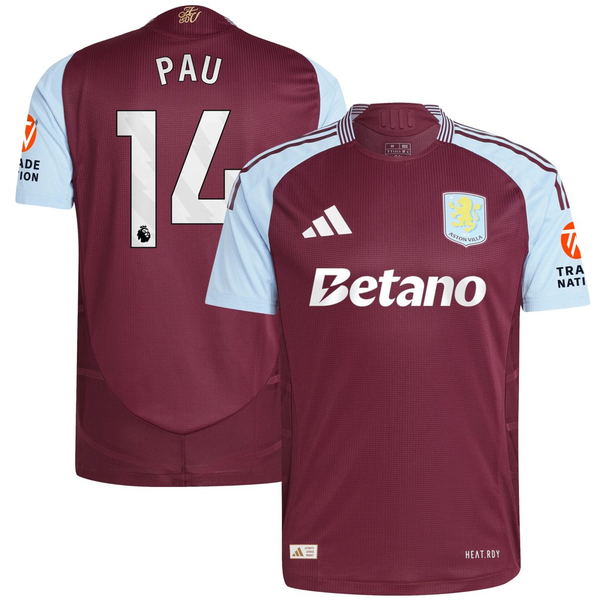aston villa adidas home authentic shirt 2024-25 with pau 14 printing Collection | Official Aston Villa Kits for Fans