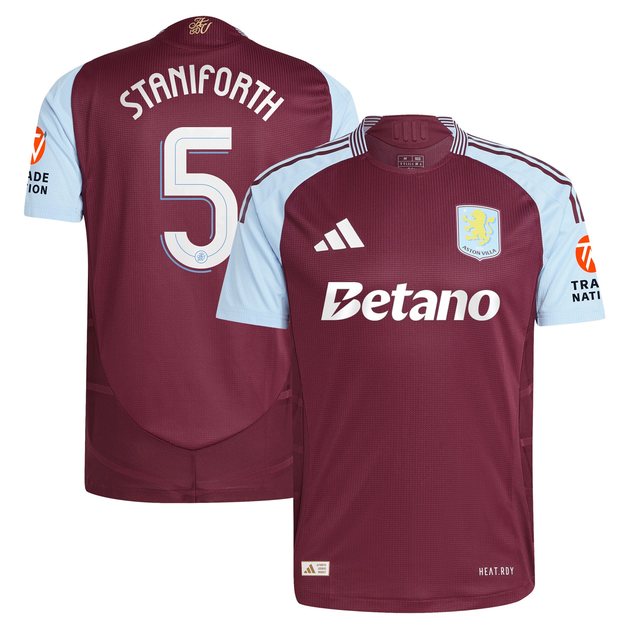 aston villa adidas home authentic shirt 2024-25 with staniforth 5 cup printing Collection | Official Aston Villa Kits for Fans