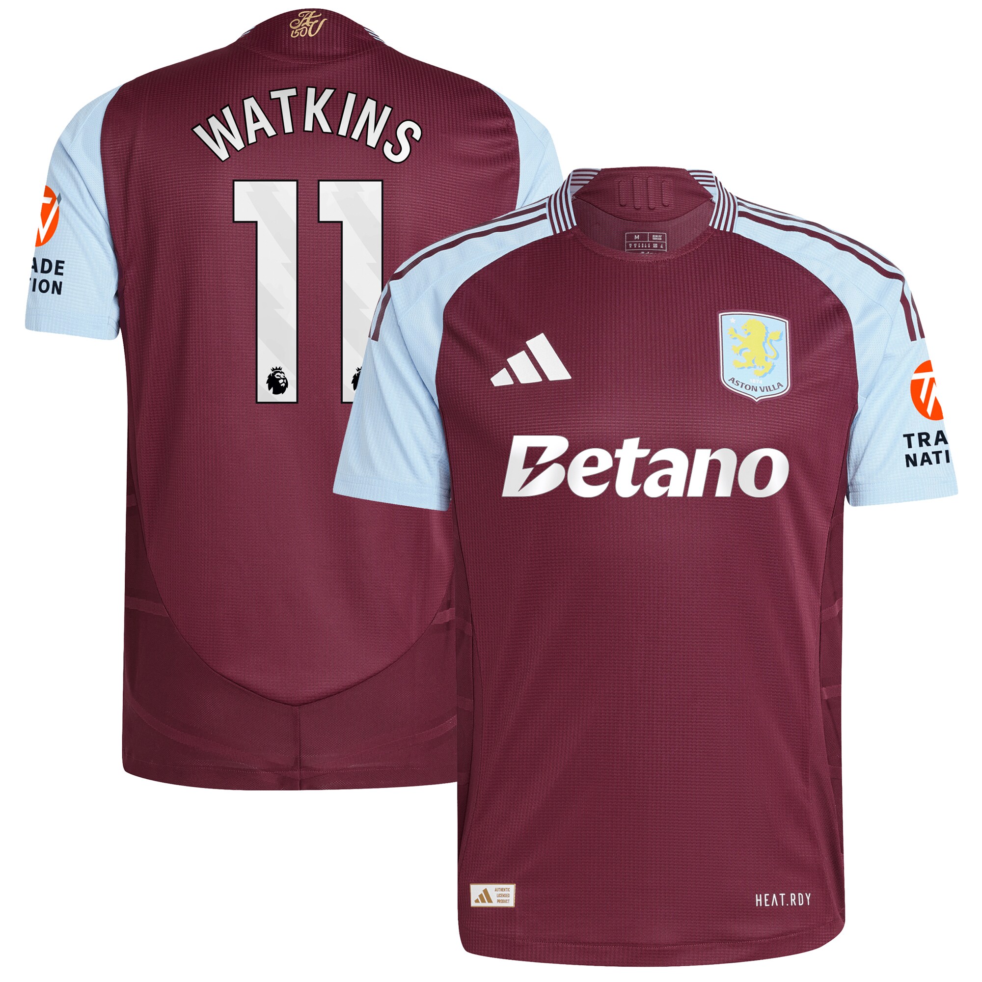 aston villa adidas home authentic shirt 2024-25 with watkins 11 printing Collection | Official Aston Villa Kits for Fans
