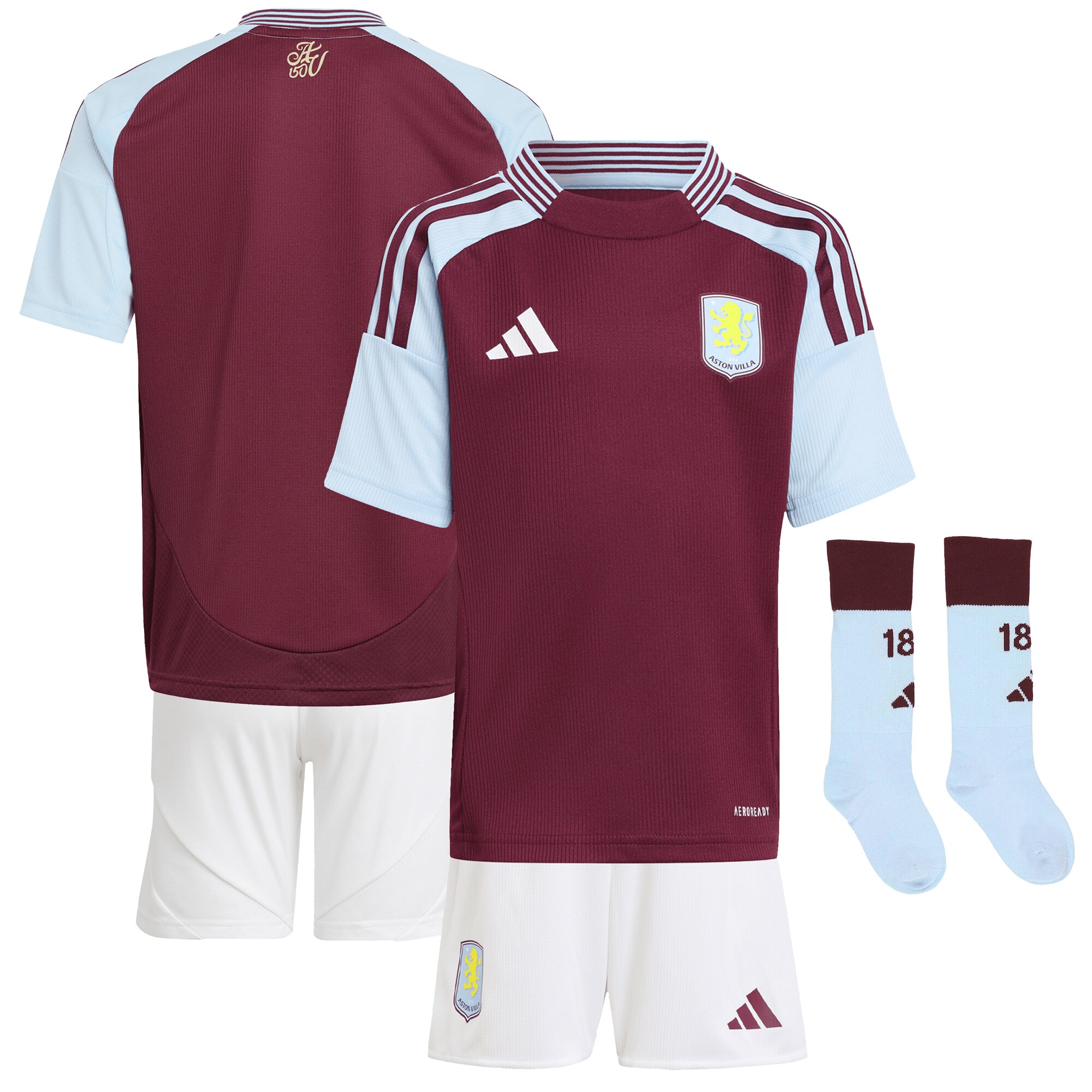 aston villa adidas home mini kit 2024-25 with custom printing Collection | Official Aston Villa Kits for Fans