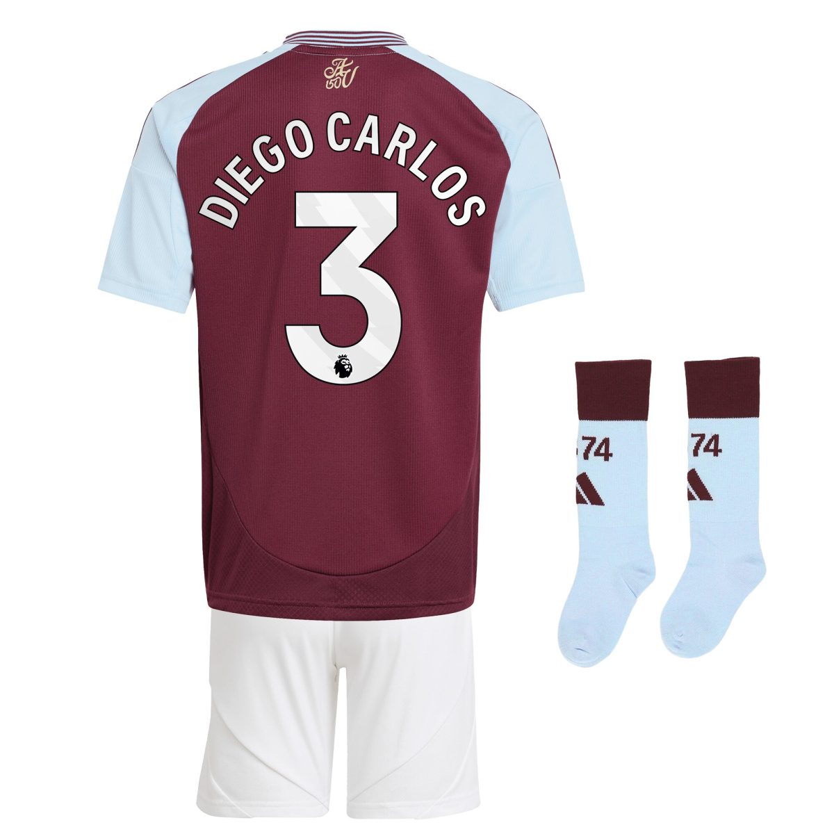 aston villa adidas home mini kit 2024-25 with diego carlos 3 printing Collection | Official Aston Villa Kits for Fans