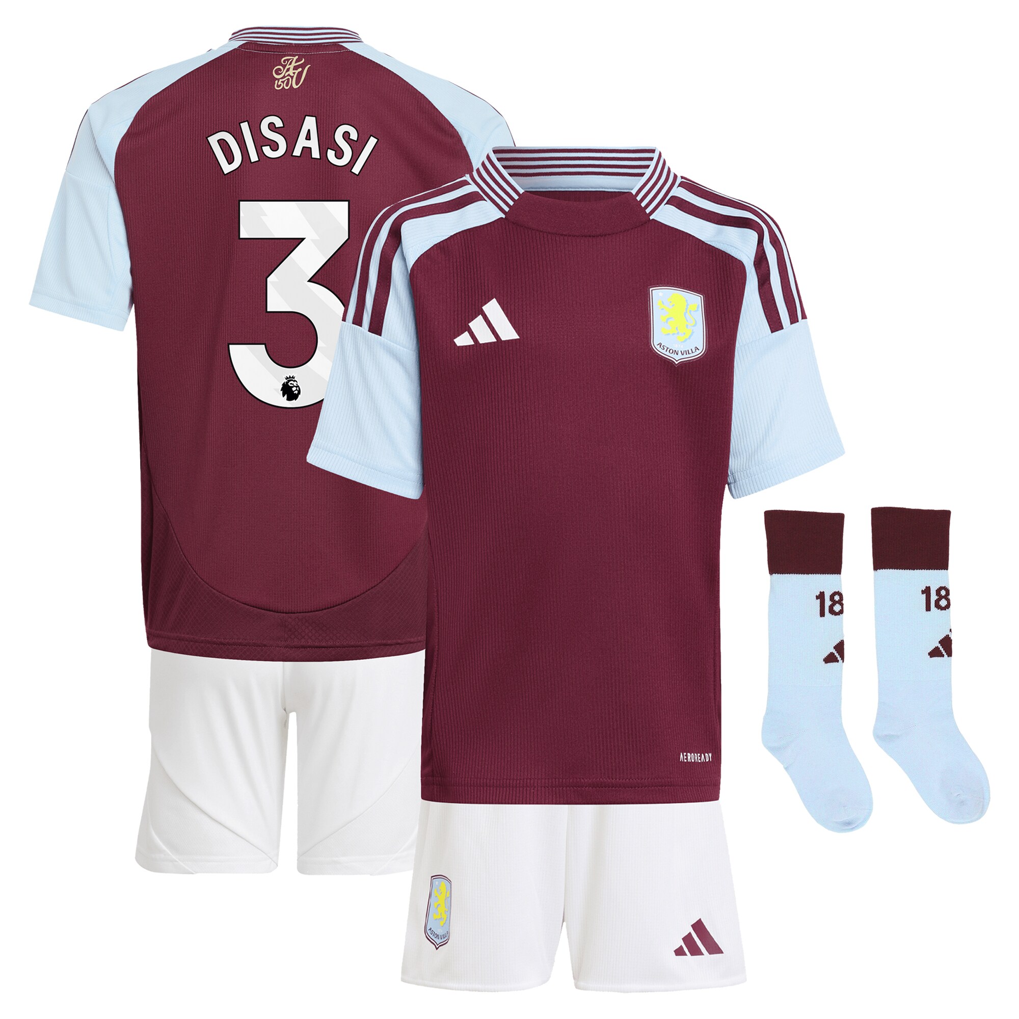 aston villa adidas home mini kit 2024-25 with disasi 3 printing Collection | Official Aston Villa Kits for Fans