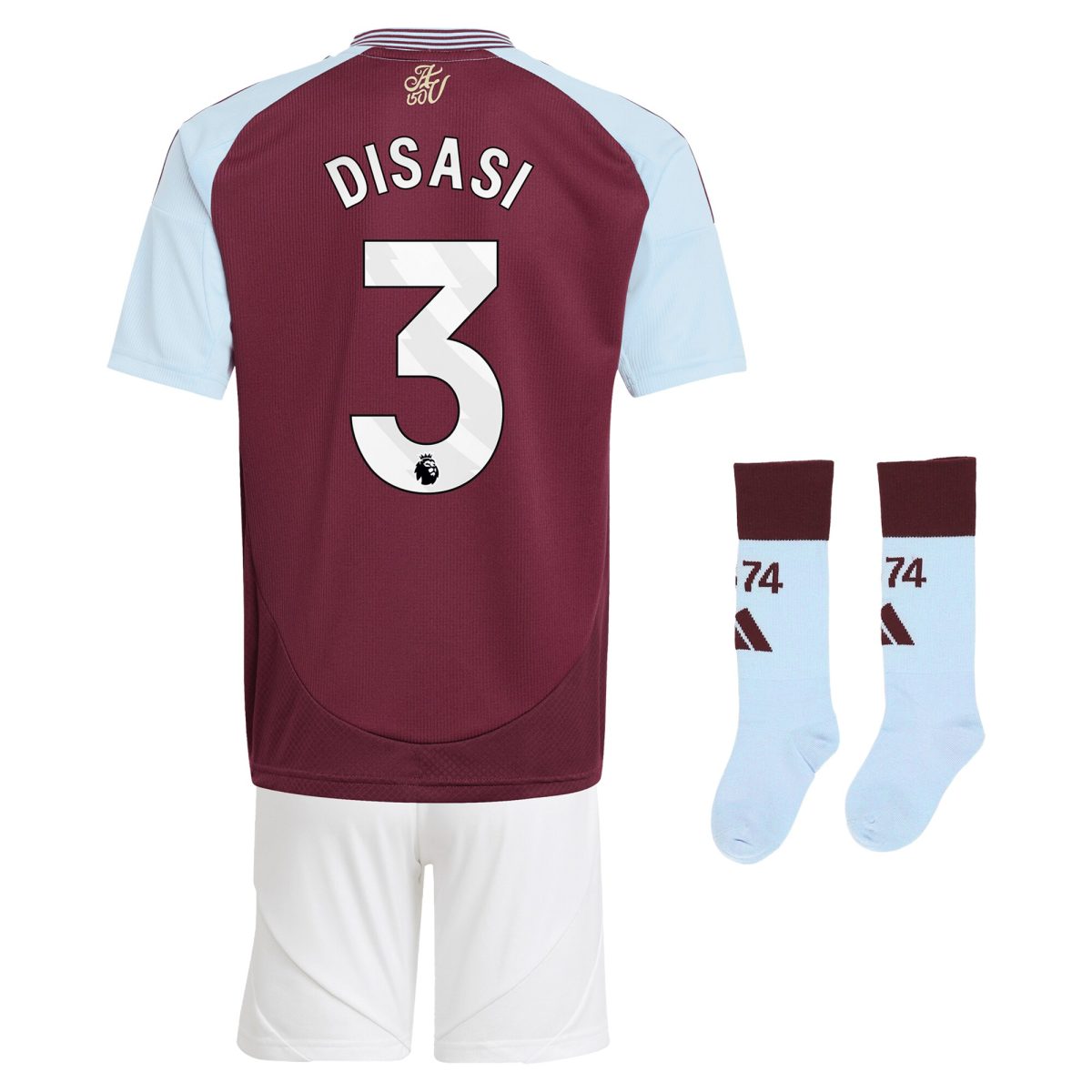 aston villa adidas home mini kit 2024-25 with disasi 3 printing Collection | Official Aston Villa Kits for Fans