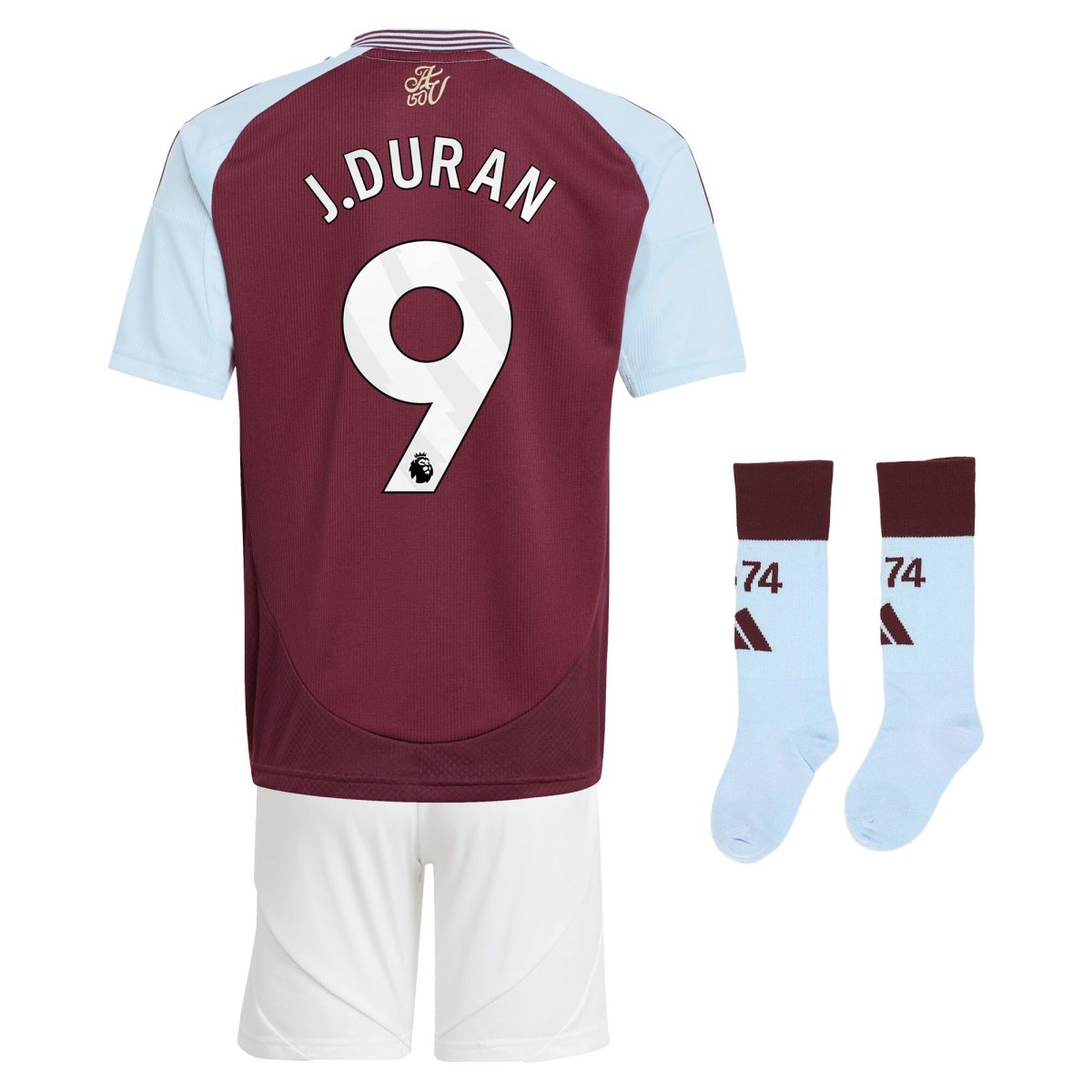 aston villa adidas home mini kit 2024-25 with j.duran 9 printing Collection | Official Aston Villa Kits for Fans