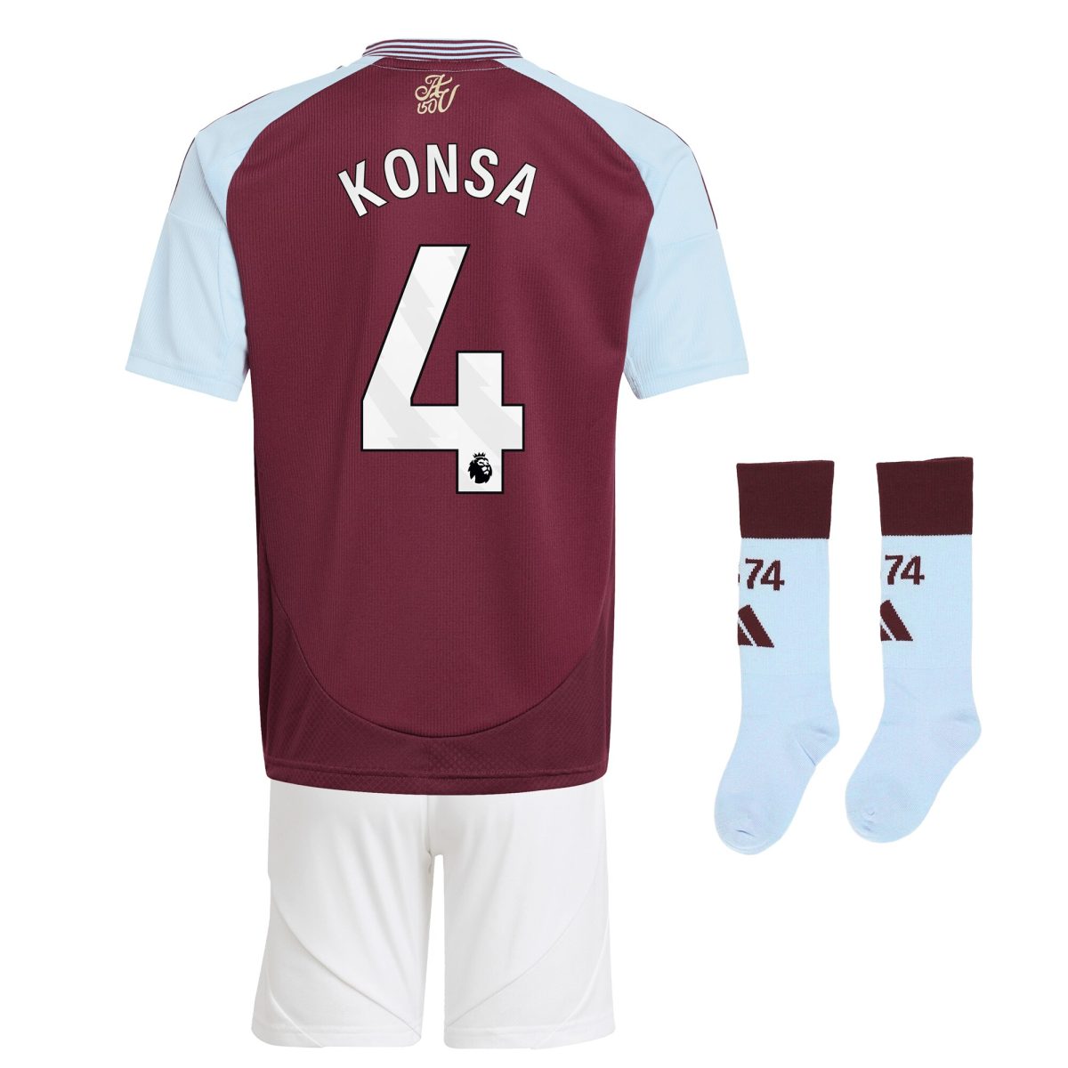aston villa adidas home mini kit 2024-25 with konsa 4 printing Collection | Official Aston Villa Kits for Fans