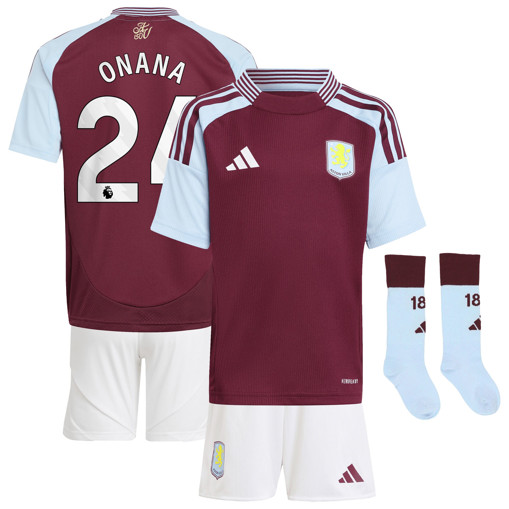 aston villa adidas home mini kit 2024-25 with onana 24 printing Collection | Official Aston Villa Kits for Fans