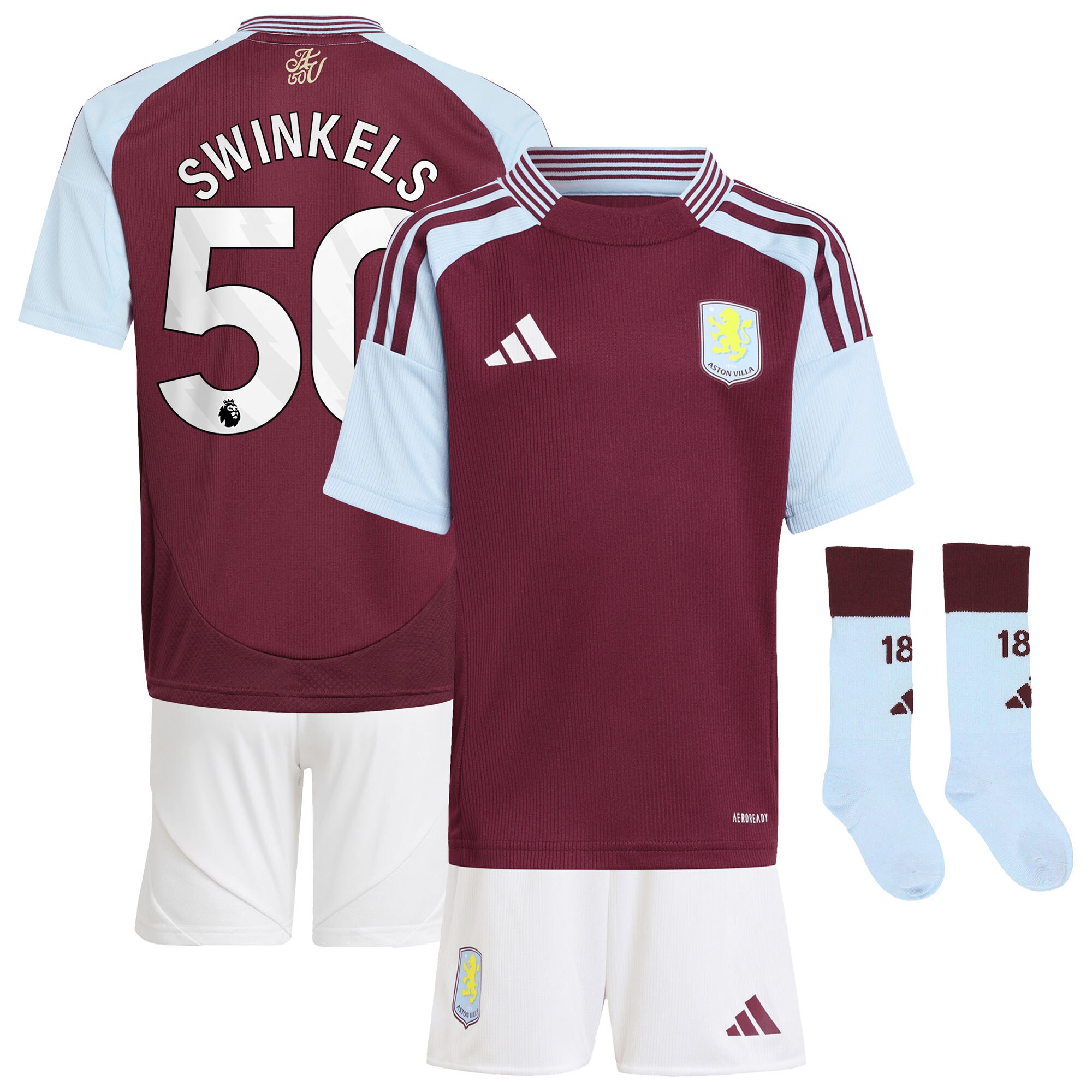 aston villa adidas home mini kit 2024-25 with swinkels 50 printing Collection | Official Aston Villa Kits for Fans