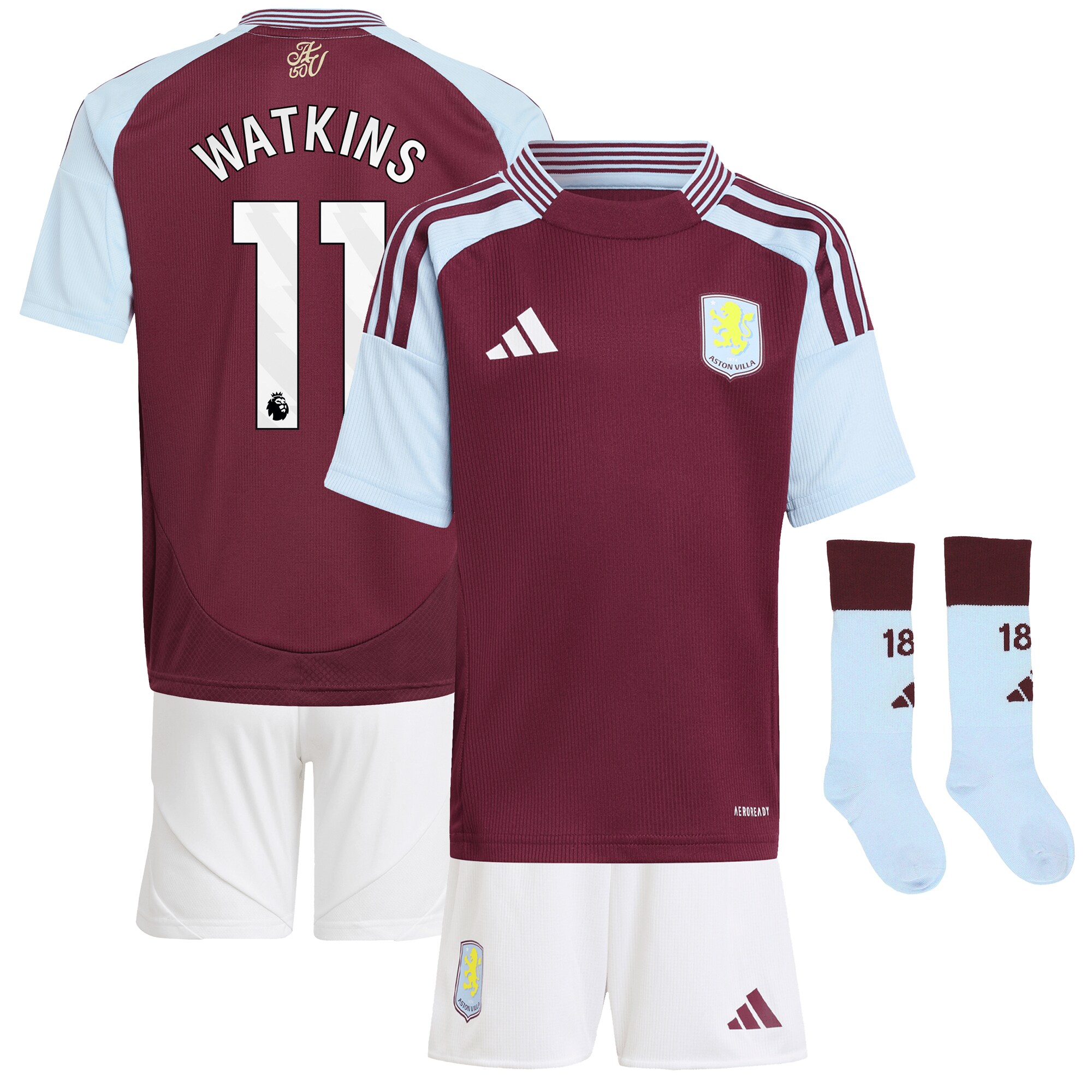 aston villa adidas home mini kit 2024-25 with watkins 11 printing Collection | Official Aston Villa Kits for Fans