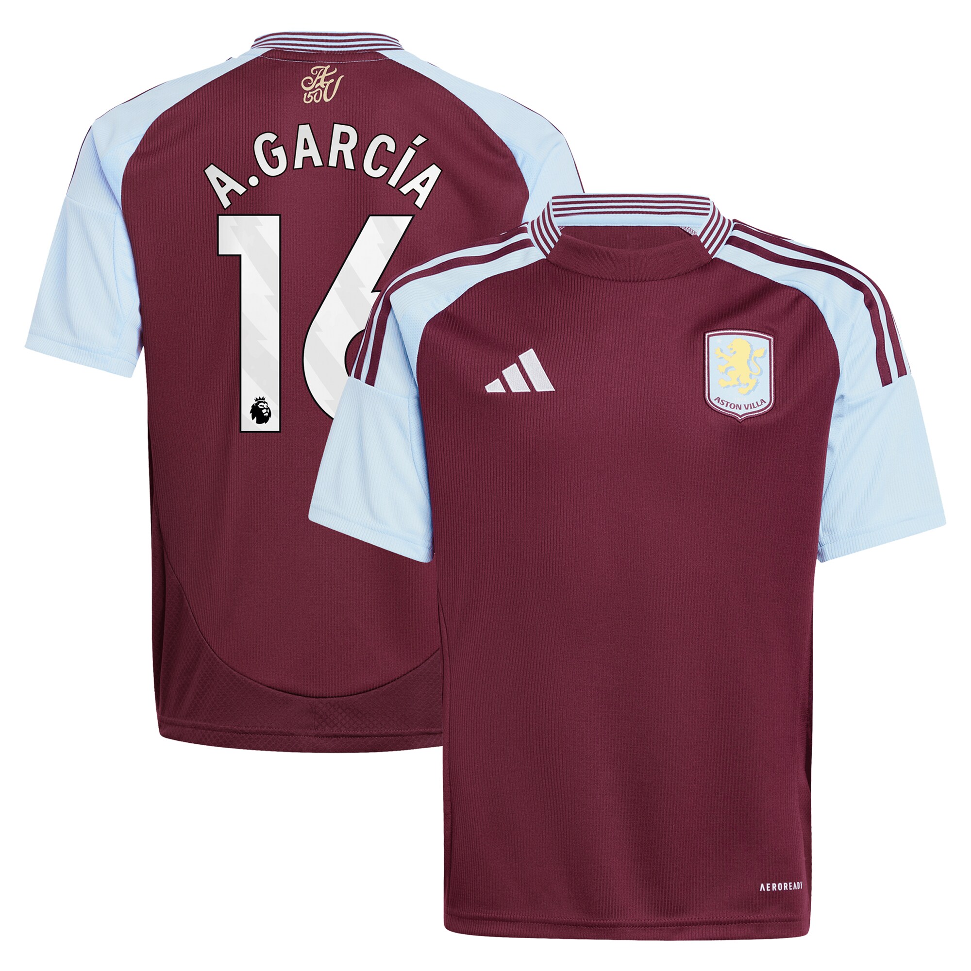 aston villa adidas home shirt 2024-25 – kids with a.garcía 16 printing Collection | Official Aston Villa Kits for Fans