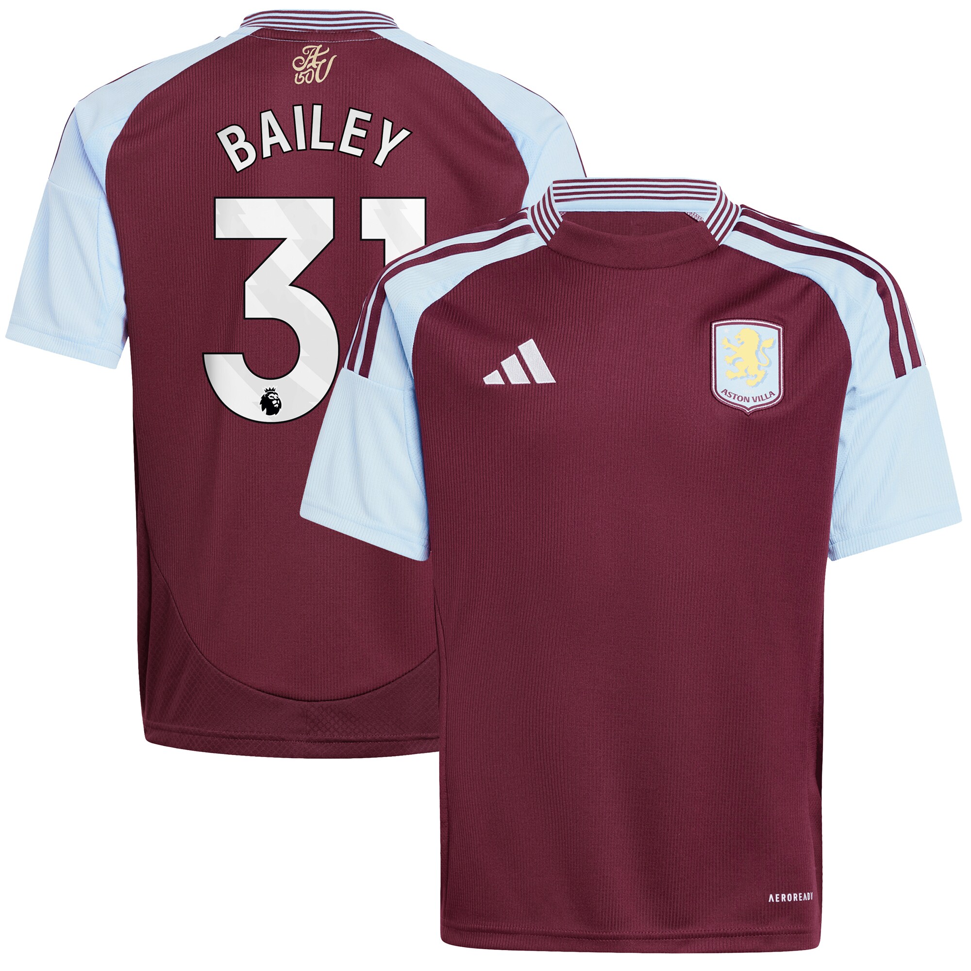 aston villa adidas home shirt 2024-25 – kids with bailey 31 printing Collection | Official Aston Villa Kits for Fans