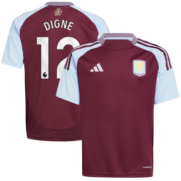 aston villa adidas home shirt 2024-25 – kids with digne 12 printing Collection | Official Aston Villa Kits for Fans