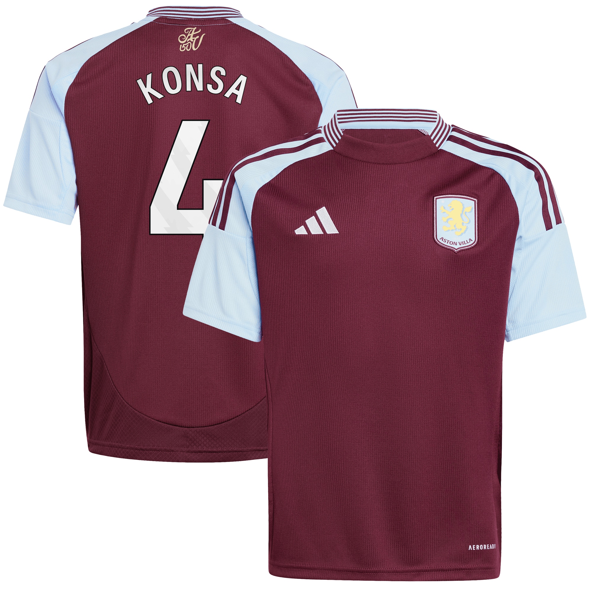aston villa adidas home shirt 2024-25 – kids with konsa 4 printing Collection | Official Aston Villa Kits for Fans