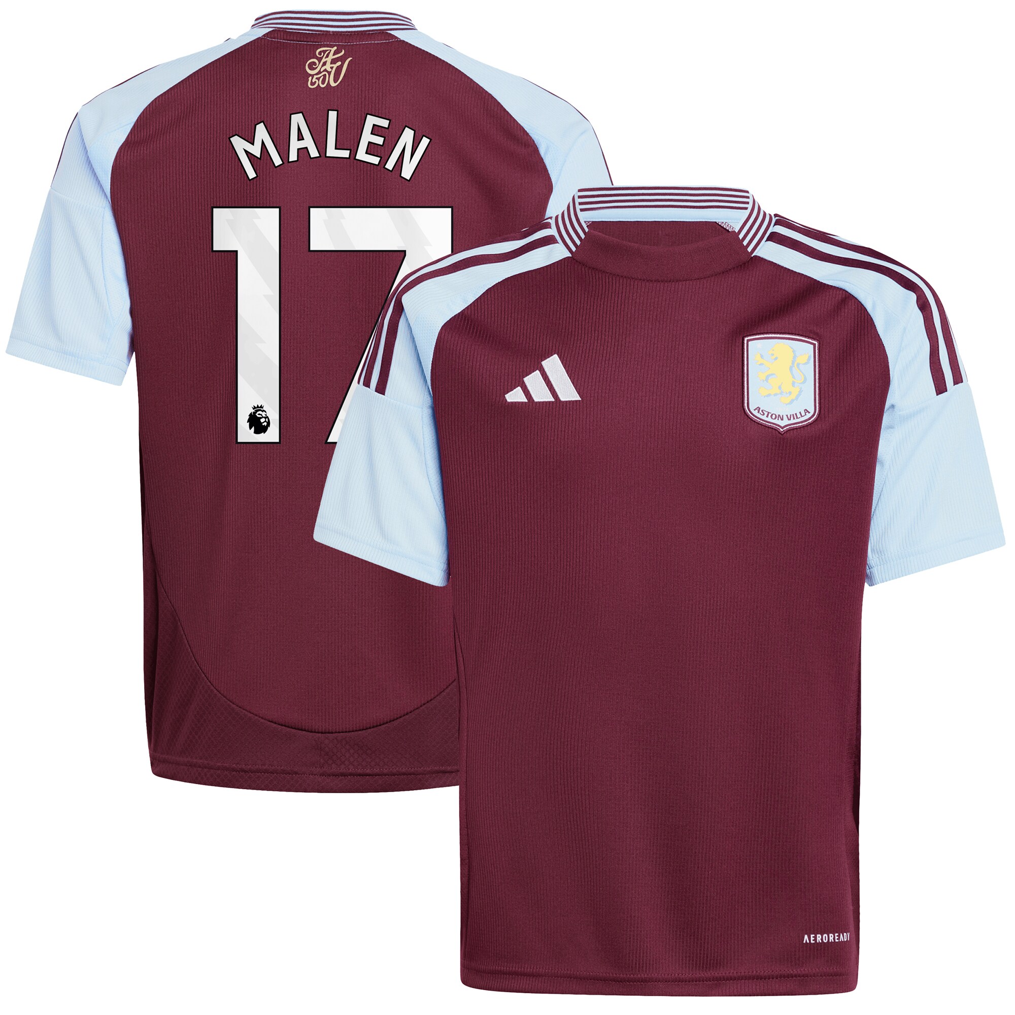 aston villa adidas home shirt 2024-25 – kids with malen 17 printing Collection | Official Aston Villa Kits for Fans