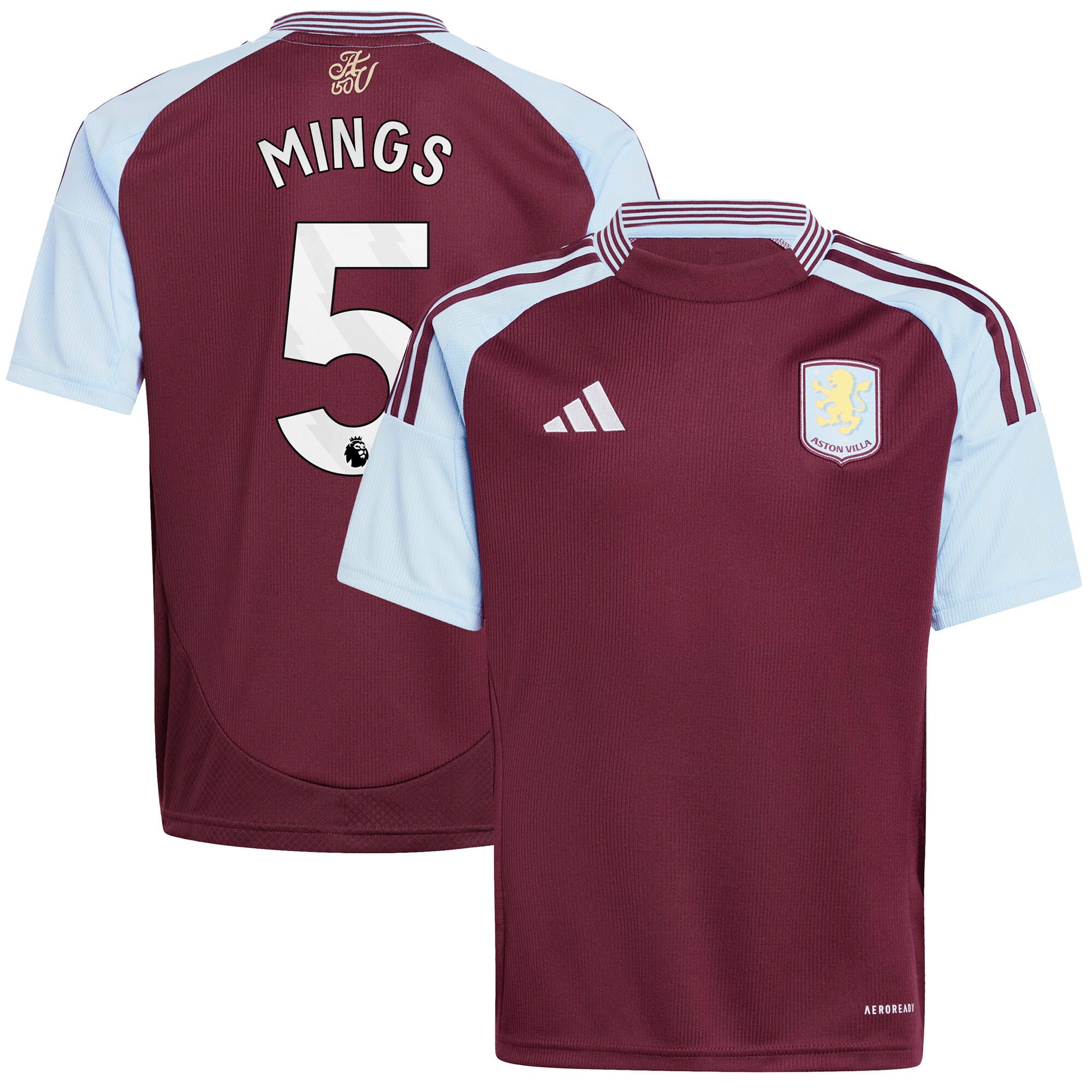 aston villa adidas home shirt 2024-25 – kids with mings 5 printing Collection | Official Aston Villa Kits for Fans