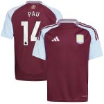 aston villa adidas home shirt 2024-25 – kids with pau 14 printing Collection | Official Aston Villa Kits for Fans