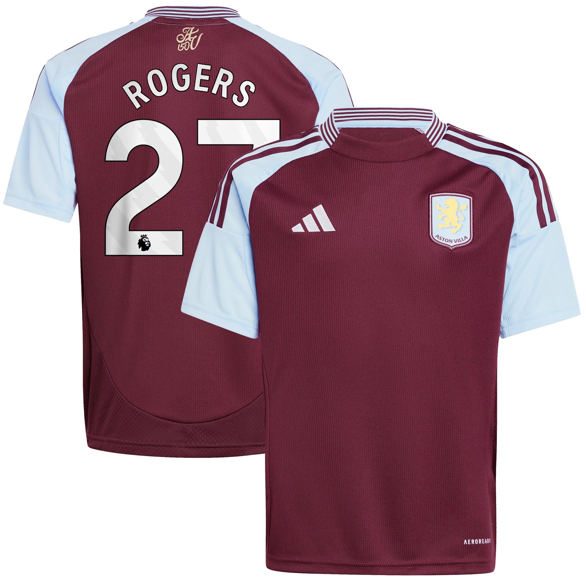 aston villa adidas home shirt 2024-25 – kids with rogers 27 printing Collection | Official Aston Villa Kits for Fans