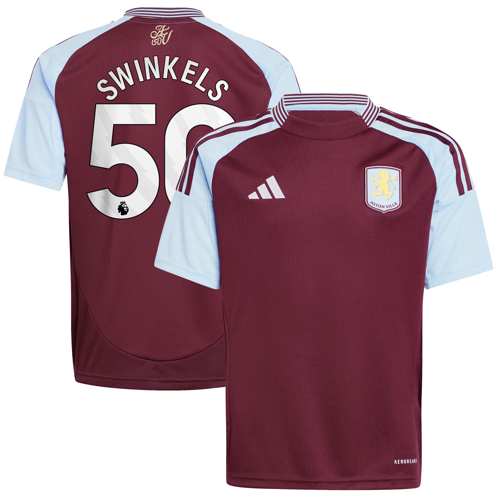 aston villa adidas home shirt 2024-25 – kids with swinkels 50 printing Collection | Official Aston Villa Kits for Fans