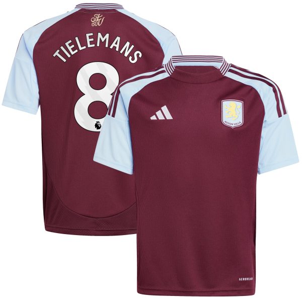 aston villa adidas home shirt 2024-25 – kids with tielemans 8 printing Collection | Official Aston Villa Kits for Fans