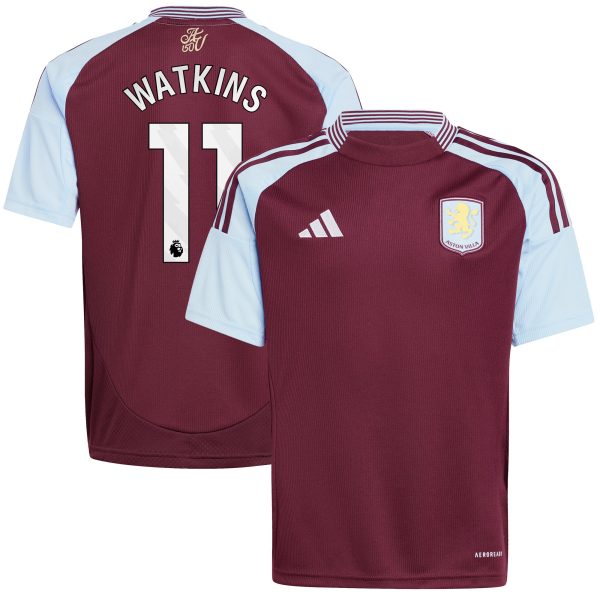 aston villa adidas home shirt 2024-25 – kids with watkins 11 printing Collection | Official Aston Villa Kits for Fans