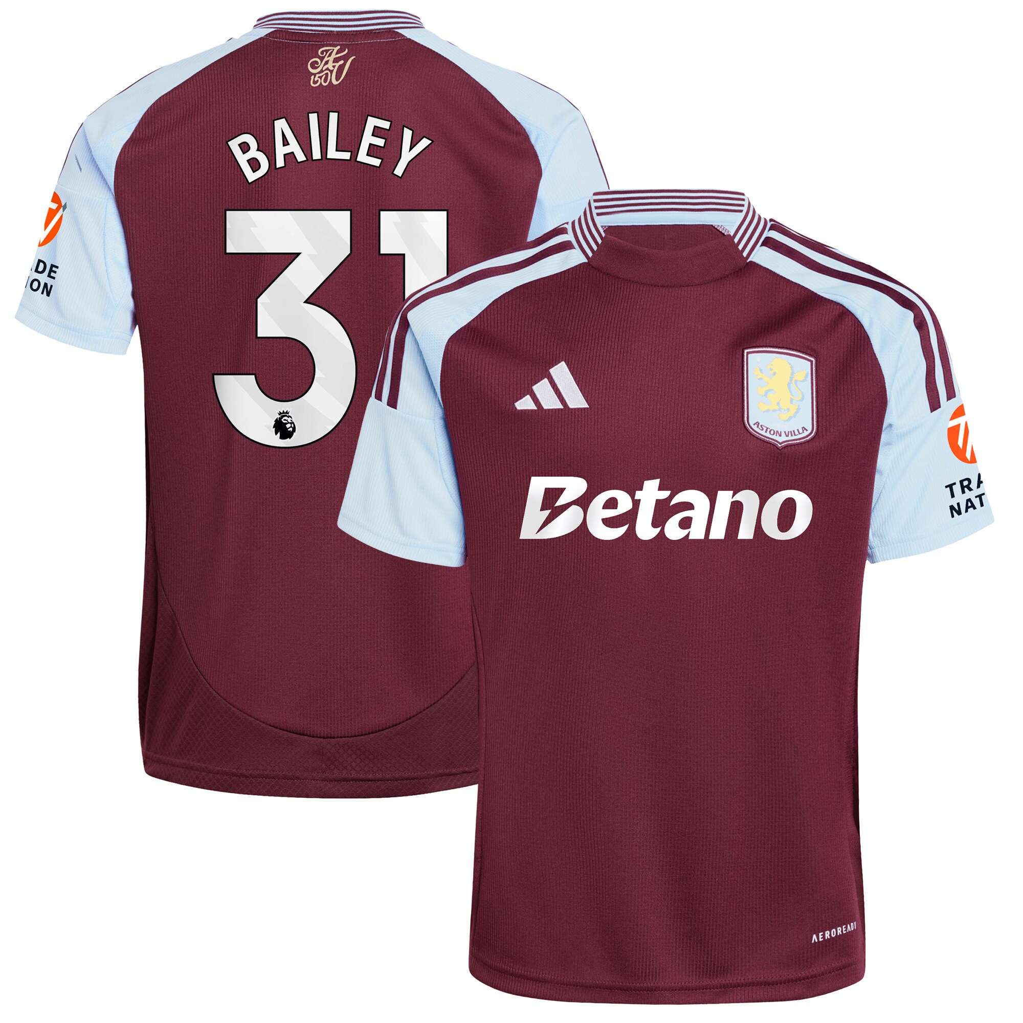 aston villa adidas home shirt 2024-25 with bailey 31 printing Collection | Official Aston Villa Kits for Fans