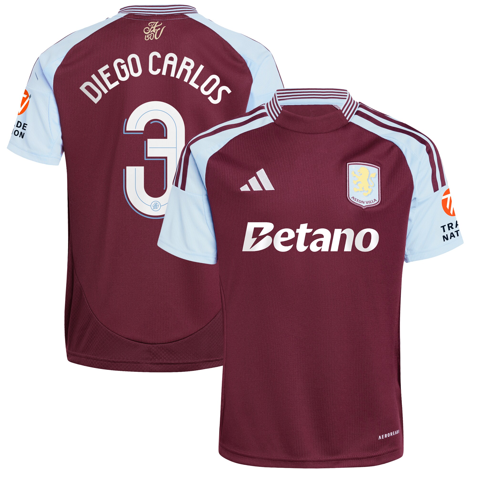 aston villa adidas home shirt 2024-25 with diego carlos 3 cup printing Collection | Official Aston Villa Kits for Fans