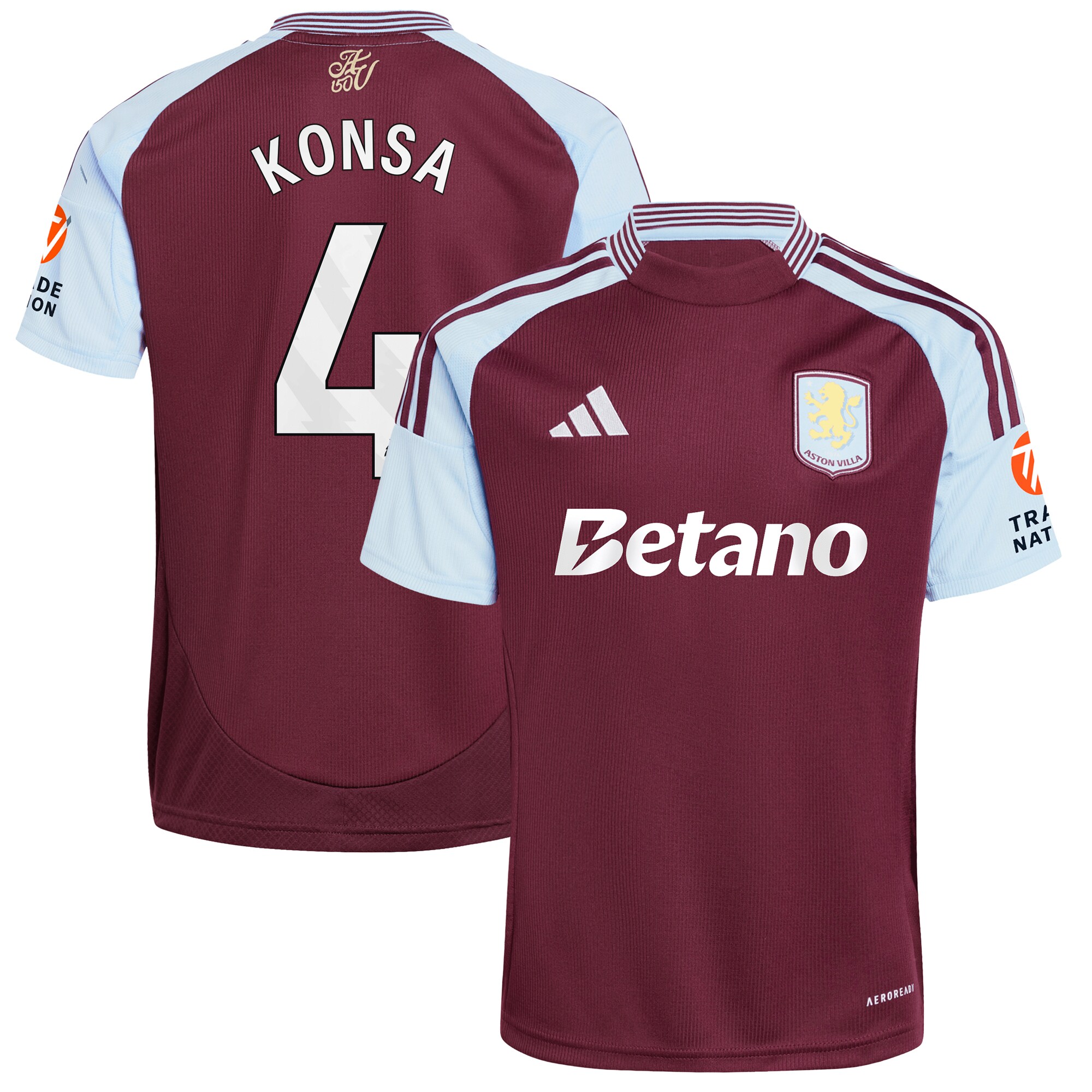 aston villa adidas home shirt 2024-25 with konsa 4 printing Collection | Official Aston Villa Kits for Fans