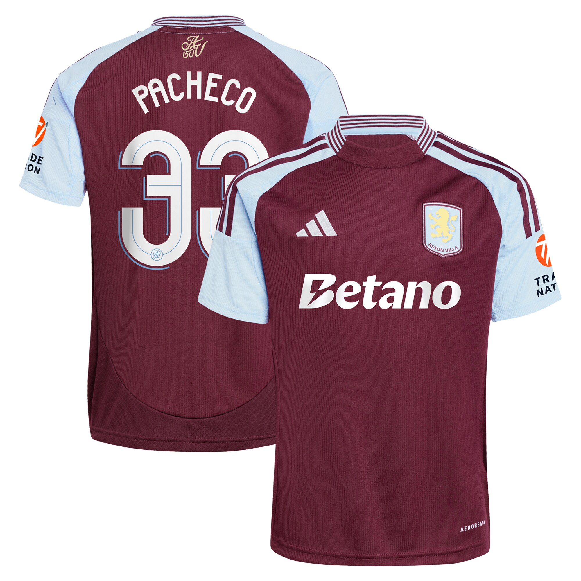 aston villa adidas home shirt 2024-25 with pacheco 33 cup printing Collection | Official Aston Villa Kits for Fans
