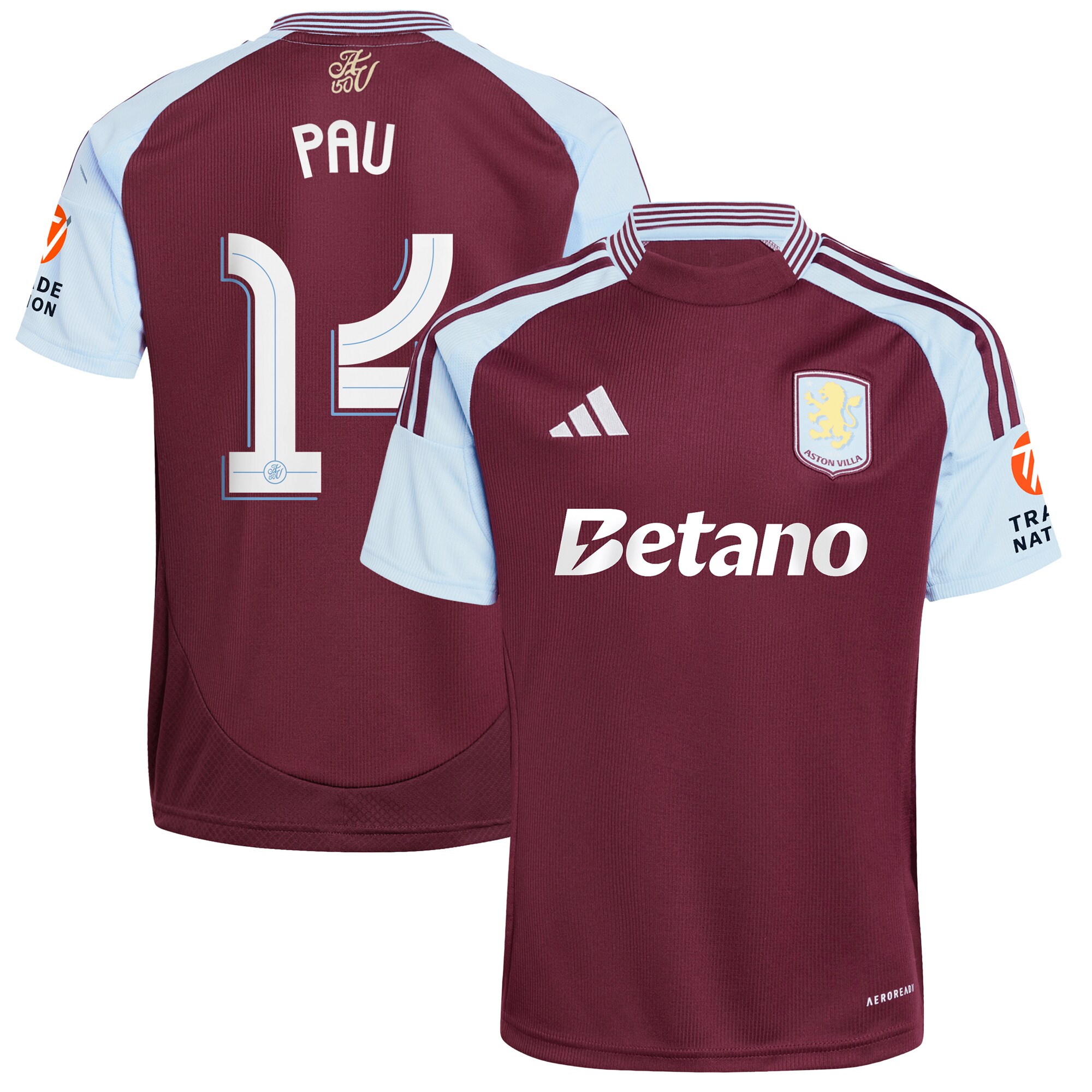 aston villa adidas home shirt 2024-25 with pau 14 cup printing Collection | Official Aston Villa Kits for Fans