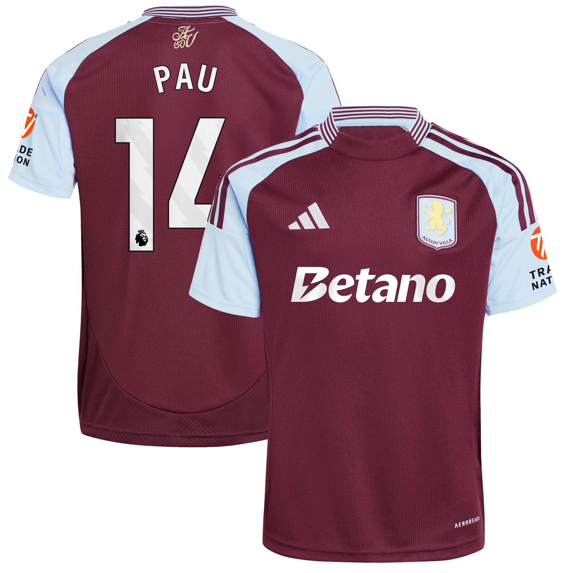 aston villa adidas home shirt 2024-25 with pau 14 printing Collection | Official Aston Villa Kits for Fans
