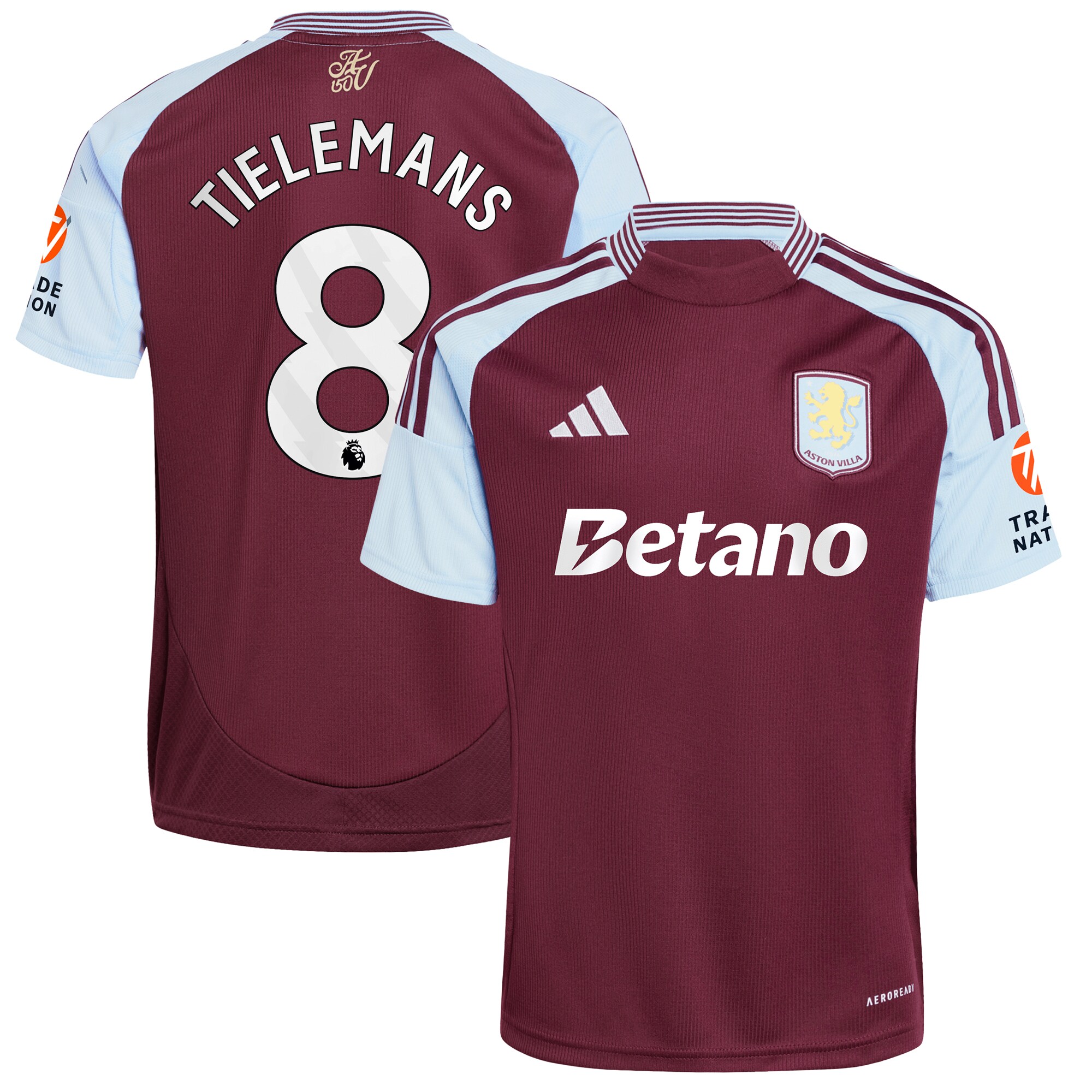 aston villa adidas home shirt 2024-25 with tielemans 8 printing Collection | Official Aston Villa Kits for Fans