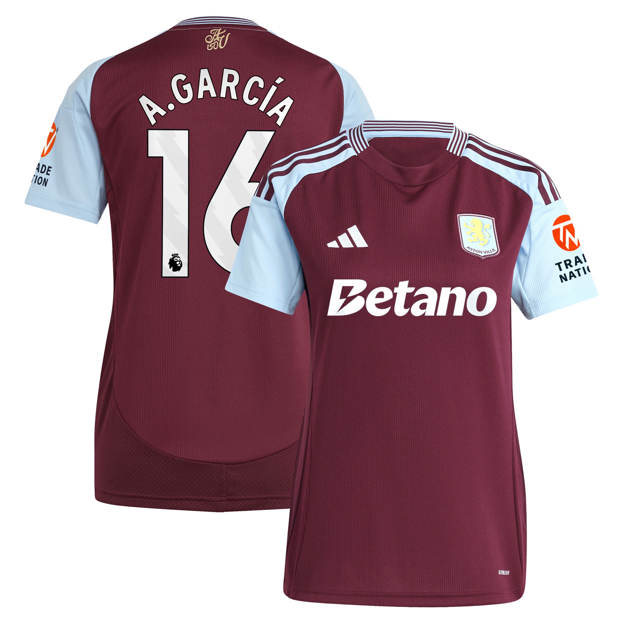 aston villa adidas home shirt 2024-25 – womens with a.garcía 16 printing Collection | Official Aston Villa Kits for Fans
