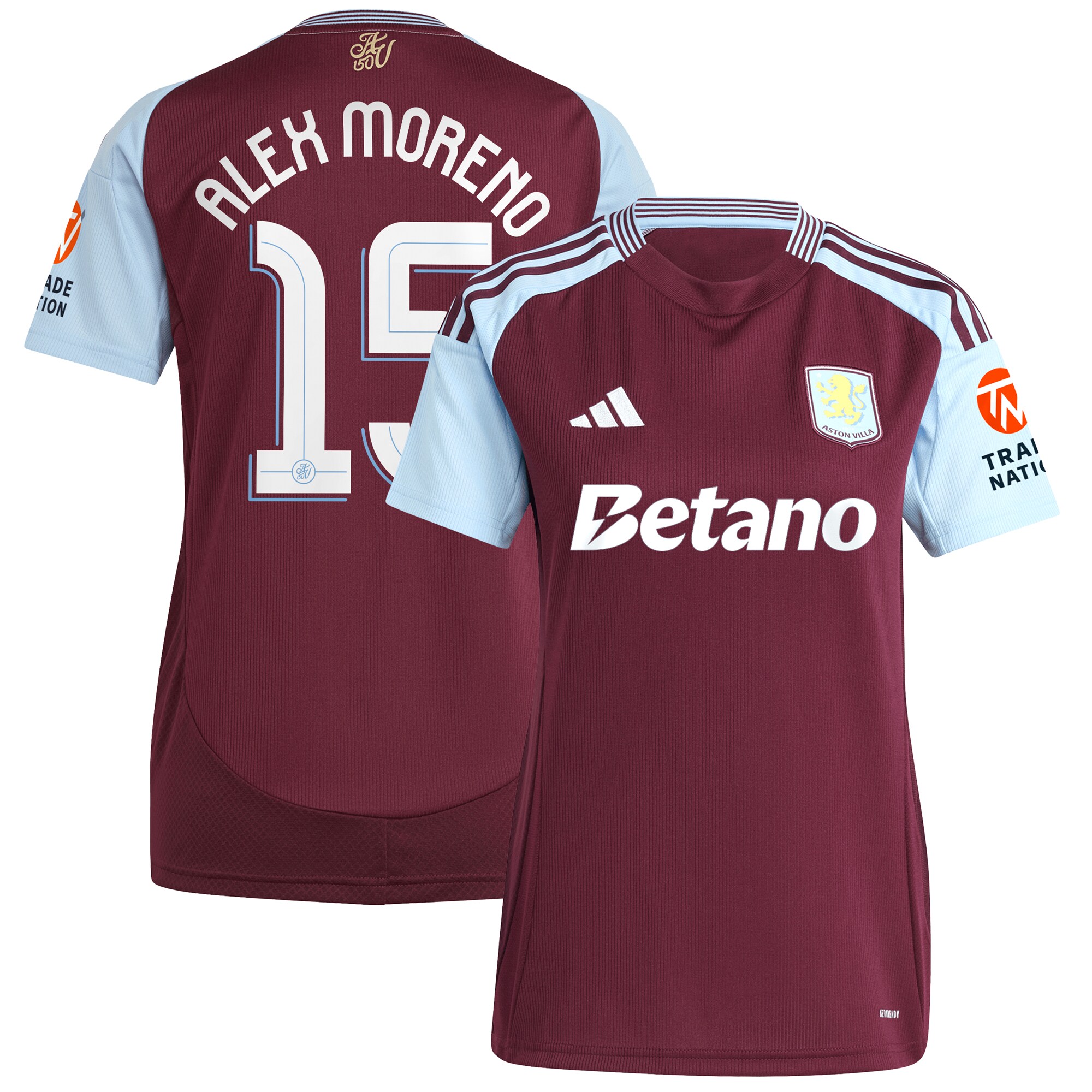 aston villa adidas home shirt 2024-25 – womens with alex moreno 15 cup printing Collection | Official Aston Villa Kits for Fans
