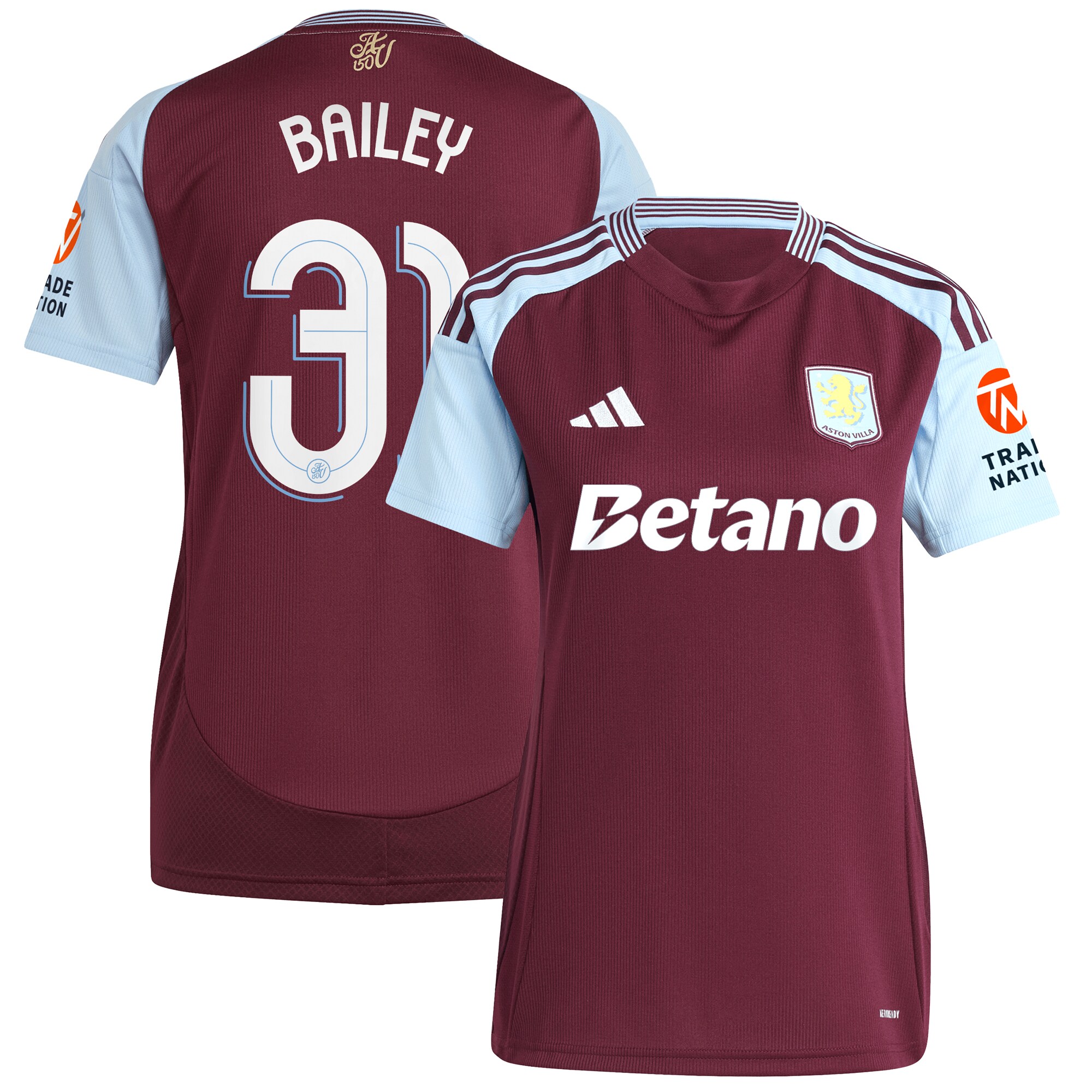 aston villa adidas home shirt 2024-25 – womens with bailey 31 cup printing Collection | Official Aston Villa Kits for Fans