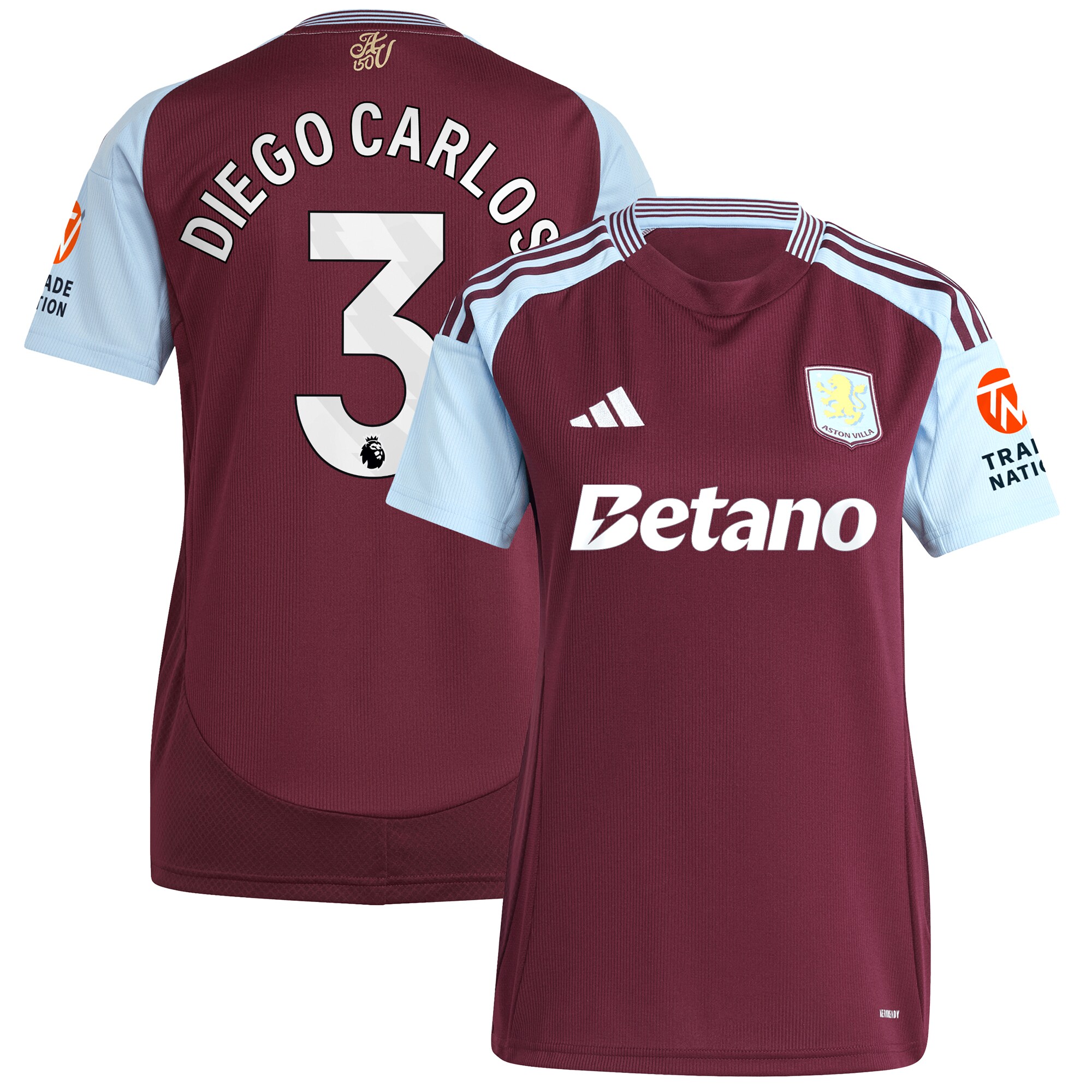 aston villa adidas home shirt 2024-25 – womens with diego carlos 3 printing Collection | Official Aston Villa Kits for Fans