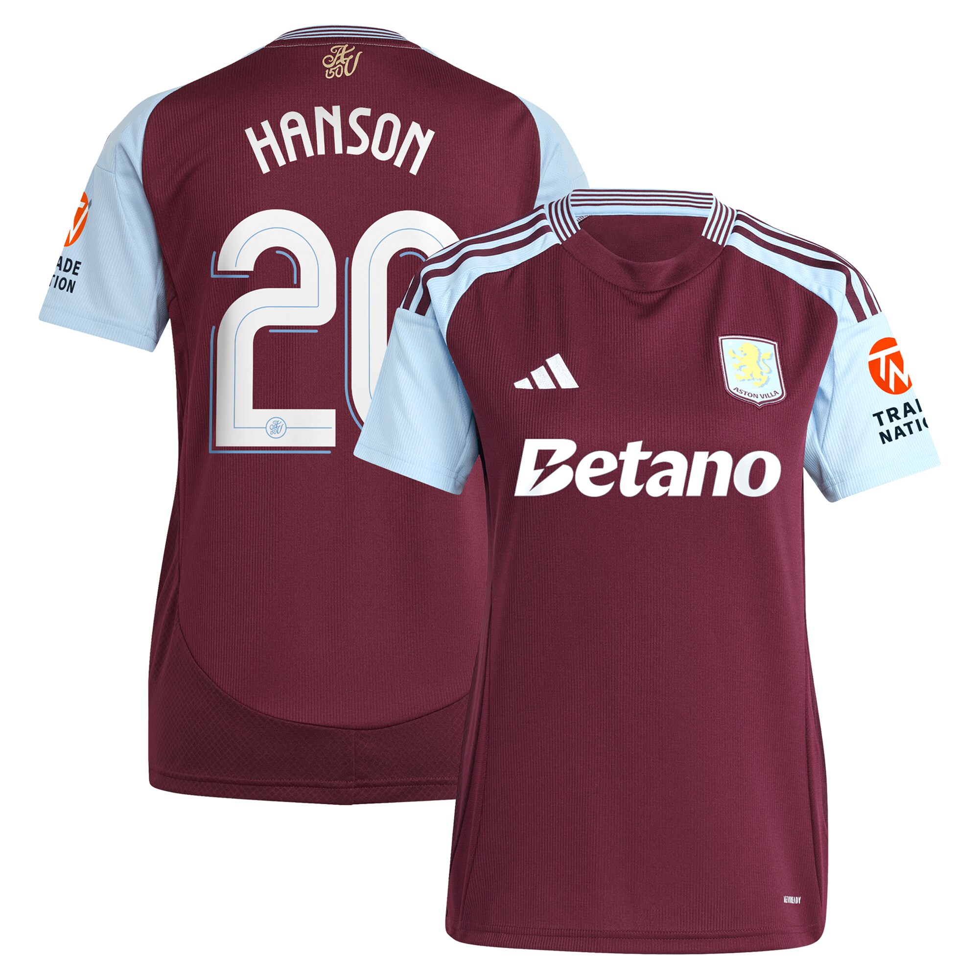 aston villa adidas home shirt 2024-25 – womens with hanson 20 cup printing Collection | Official Aston Villa Kits for Fans