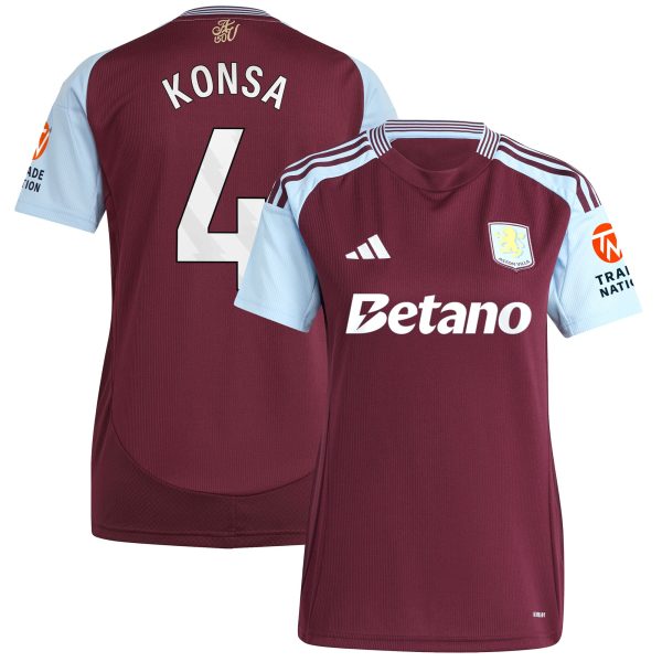 aston villa adidas home shirt 2024-25 – womens with konsa 4 printing Collection | Official Aston Villa Kits for Fans