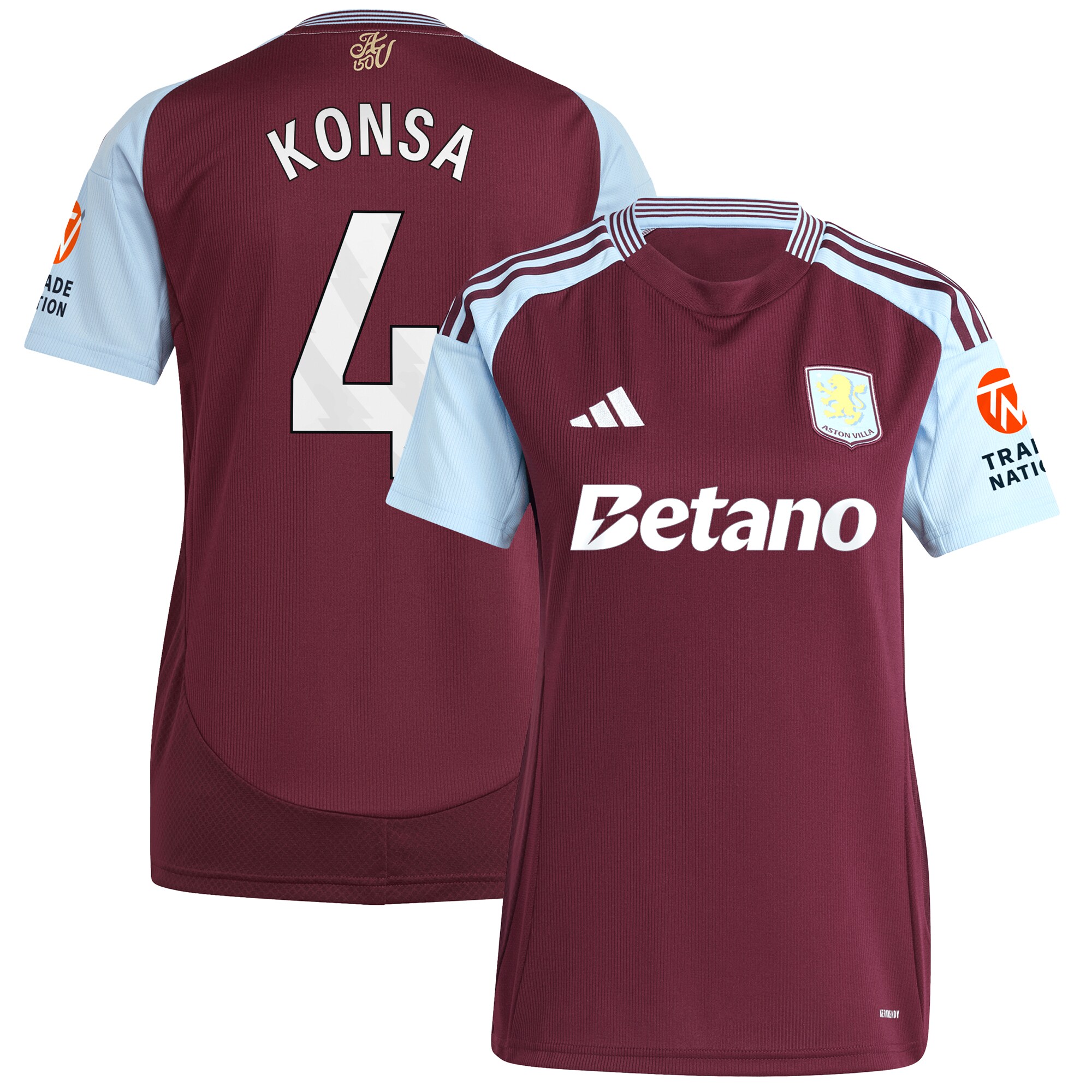 aston villa adidas home shirt 2024-25 – womens with konsa 4 printing Collection | Official Aston Villa Kits for Fans